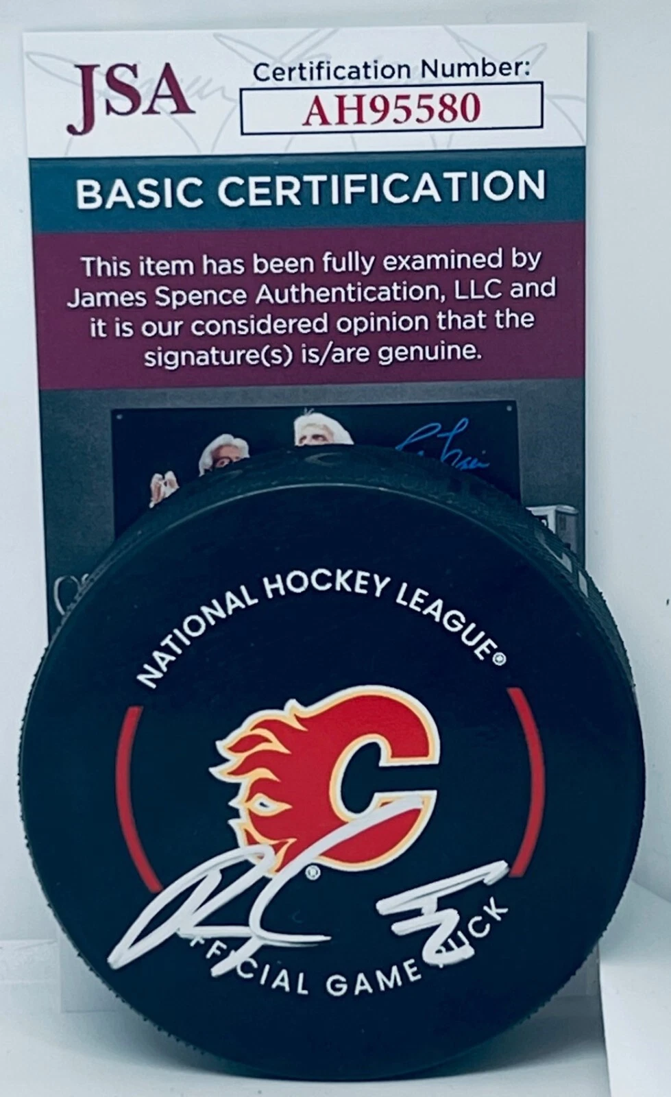 Blake Coleman signed Calgary Flames Official Game Puck autographed JSA
