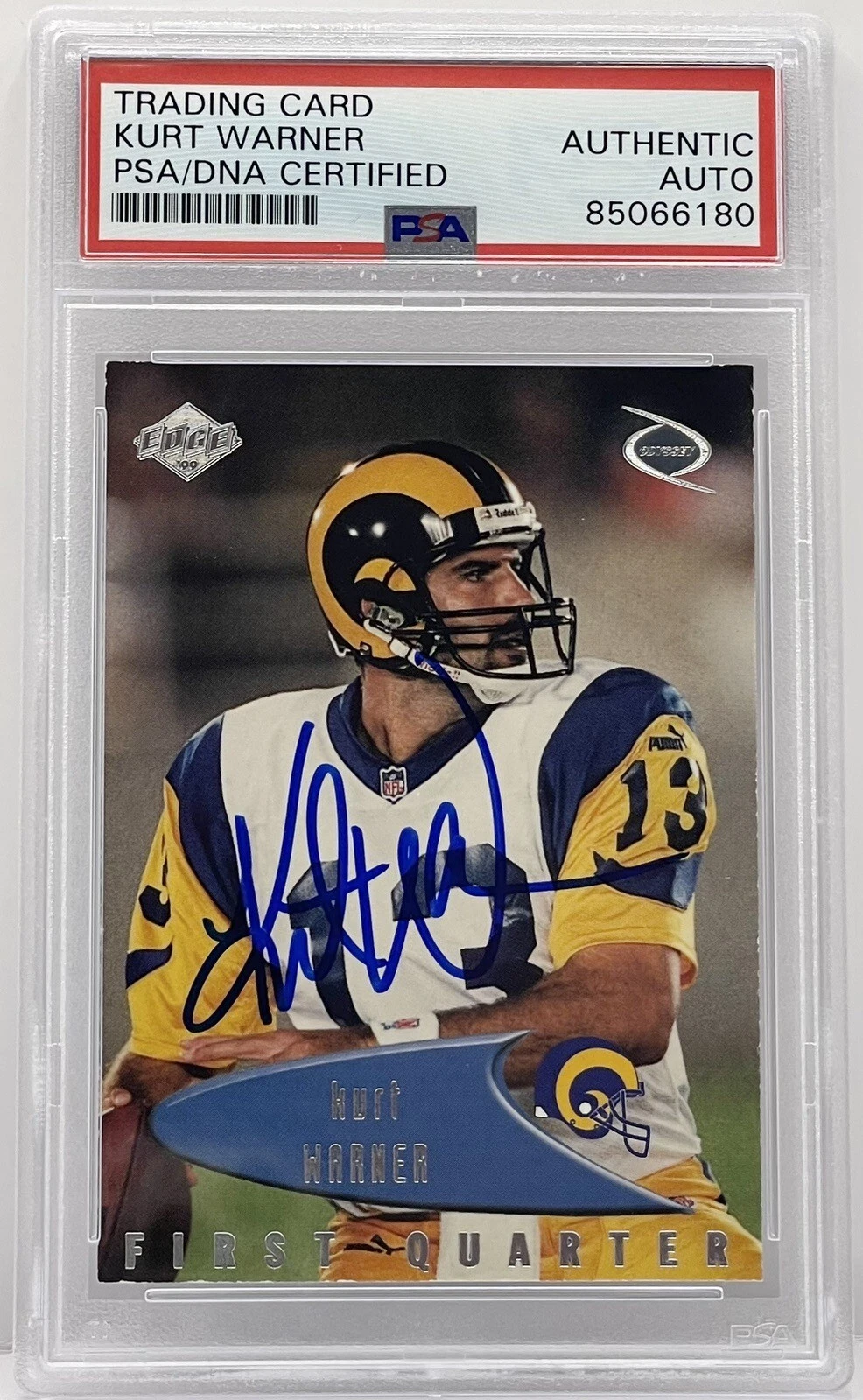 Kurt Warner 1999 Edge Odyssey Signed Slabbed Rookie Card PSA/DNA St Louis Rams
