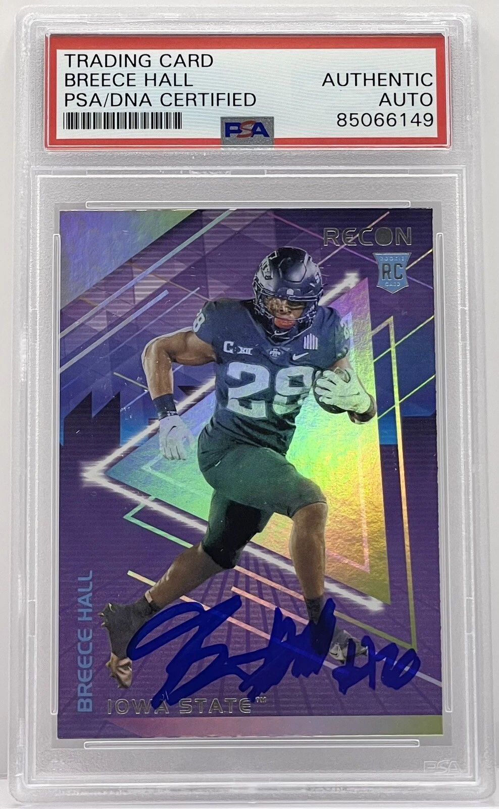 Breece Hall Signed 2022 Chronicles Recon Rookie Card Jets PSA/DNA Auto Slabbed
