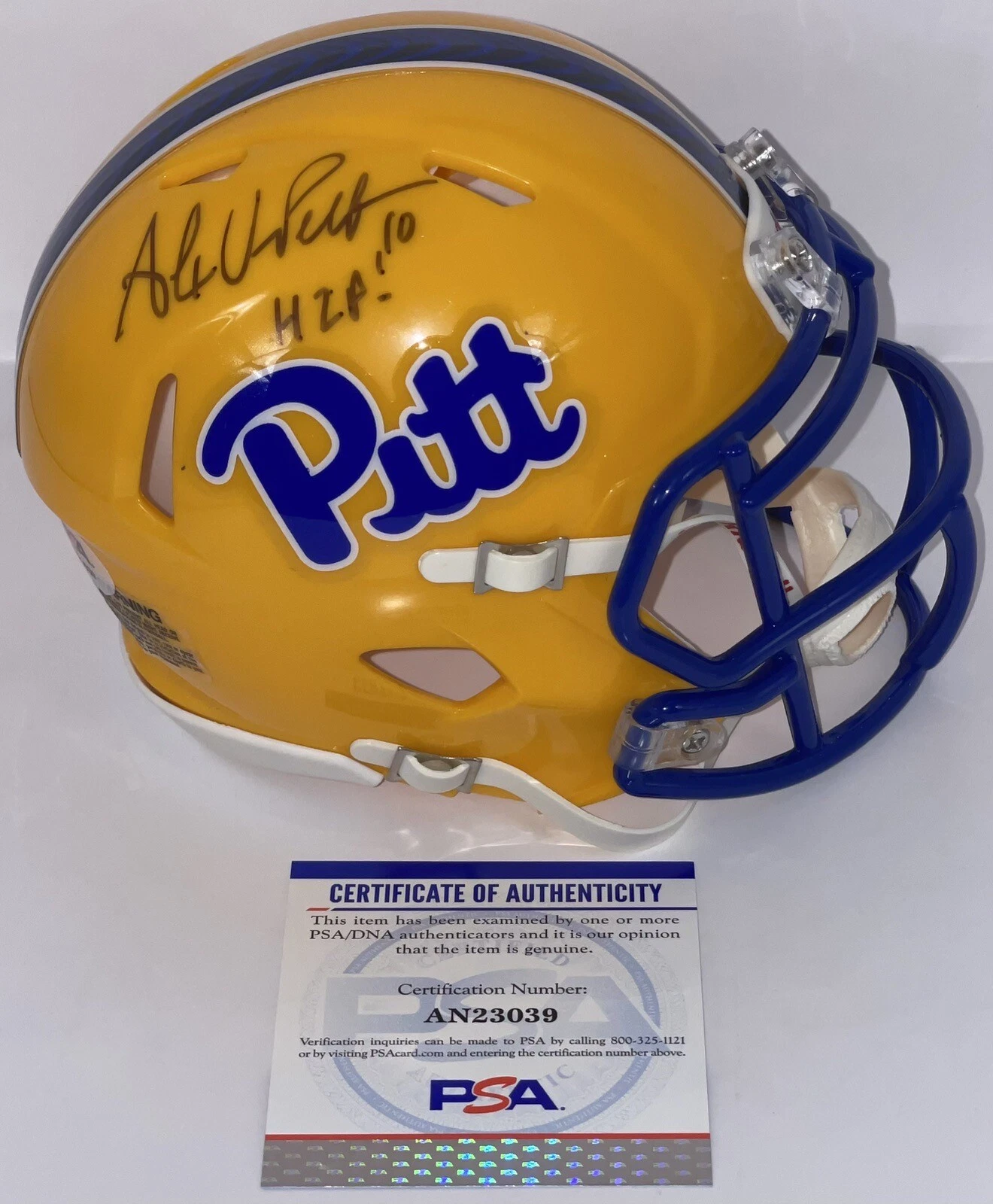 Alex Van Pelt Signed Autographed Pittsburgh Pitt Panthers Mini Helmet PSA/DNA
