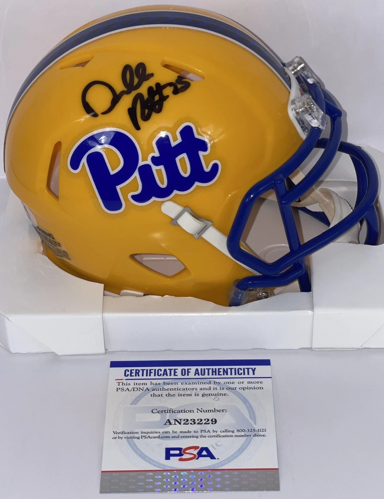Darrelle Revis Signed Autographed Pitt Panthers Mini Helmet PSA/DNA
