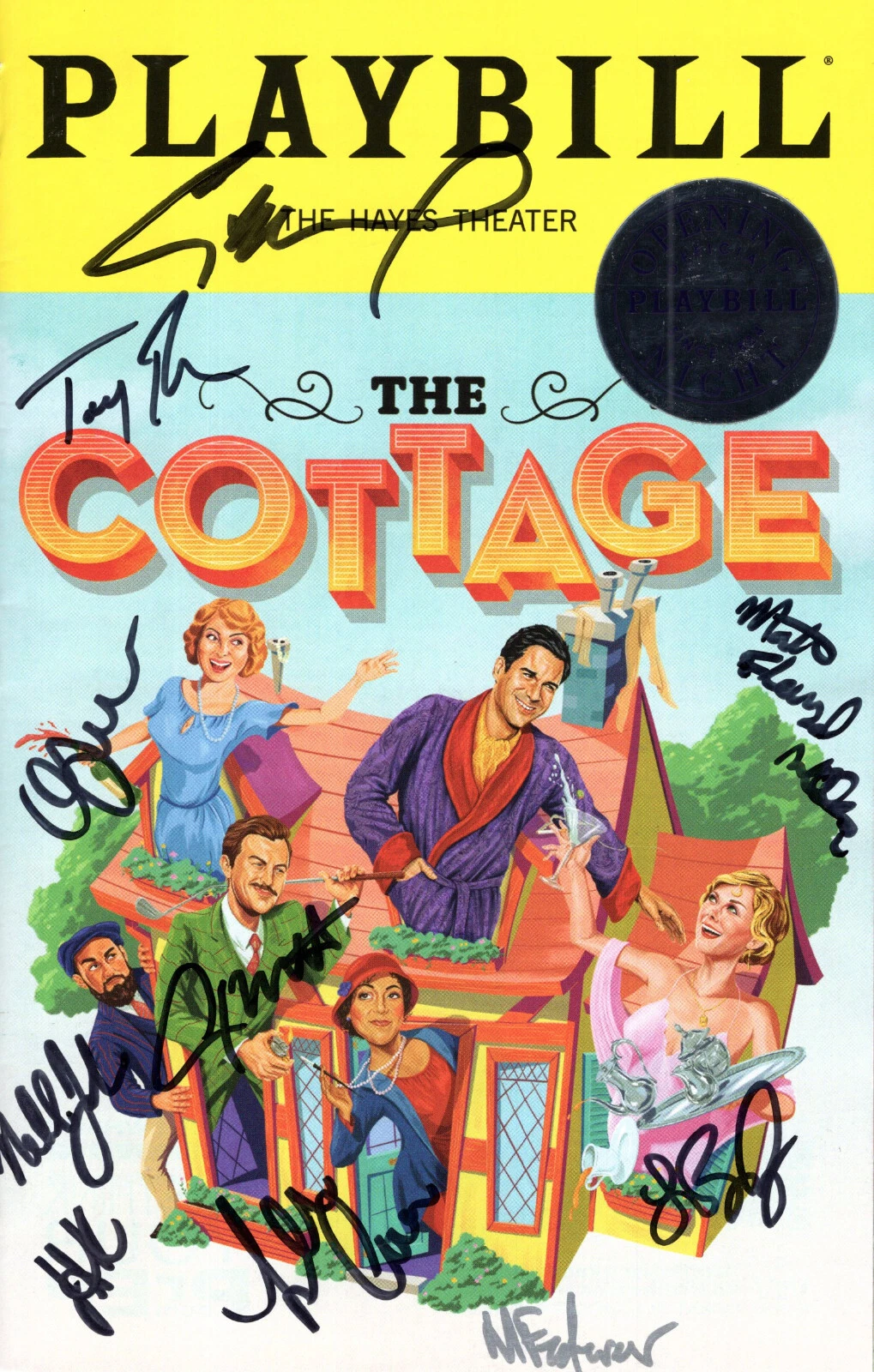 THE COTTAGE HAND SIGNED NYC PLAYBILL+COA SIGNED BY OPENING NIGHT CAST

