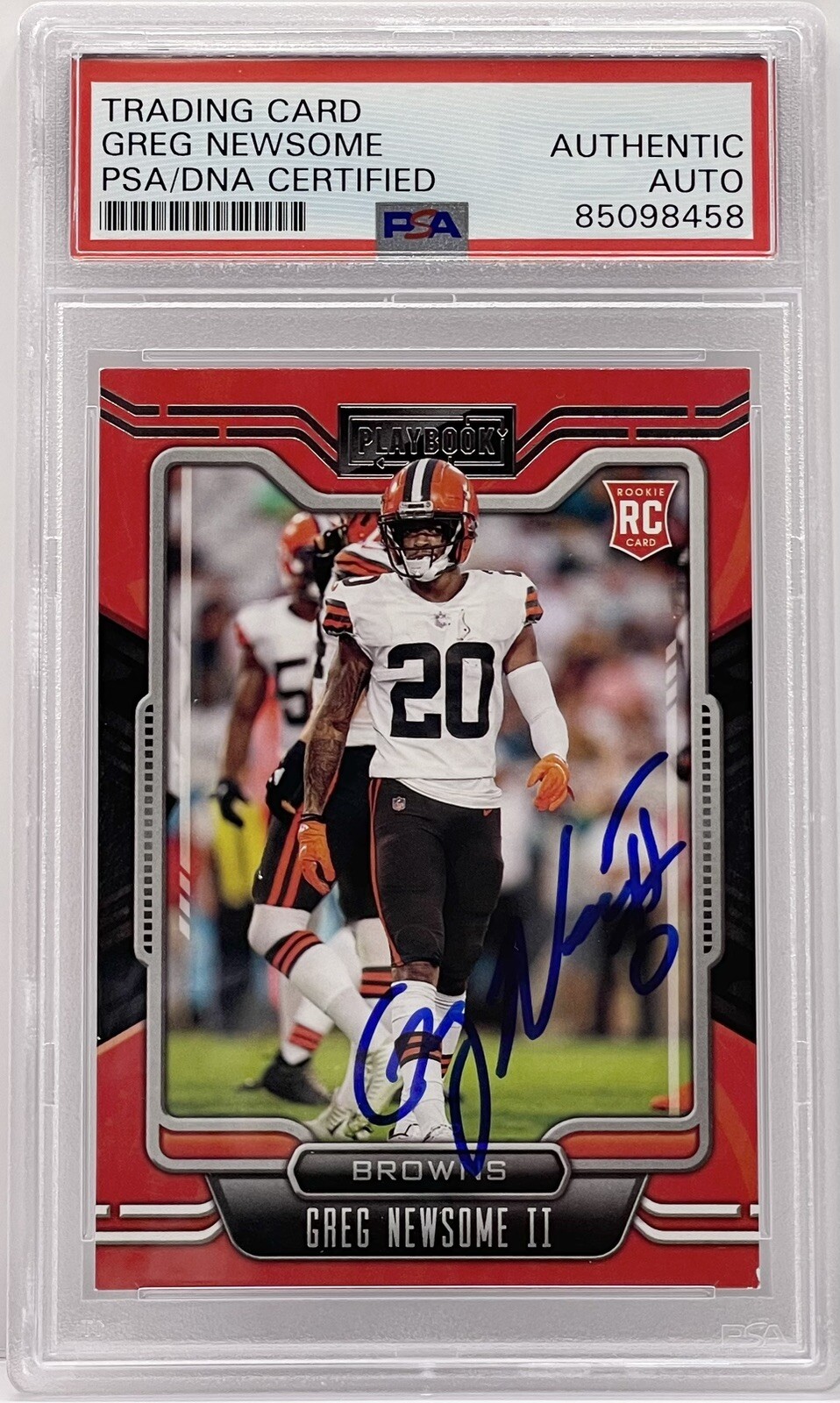 Greg Newsome II Signed Autographed 2021 Playbook Rookie Card Browns PSA/DNA Slab
