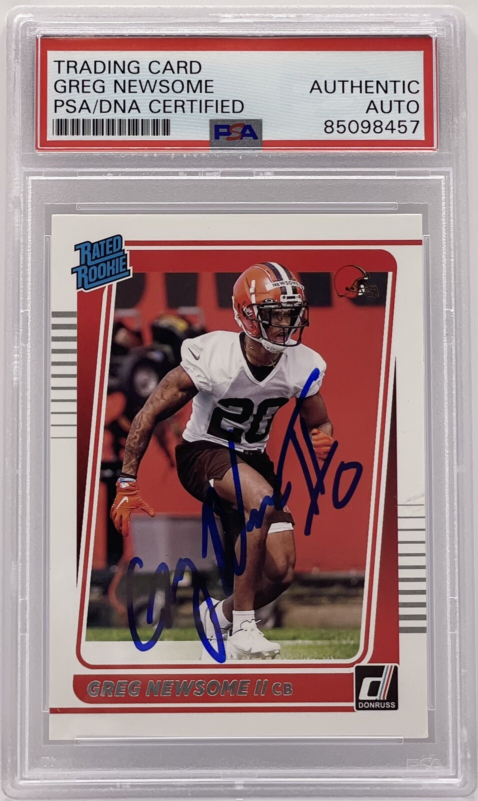 Greg Newsome II Signed Autographed 2021 Donruss Rated RC Browns PSA/DNA Slab
