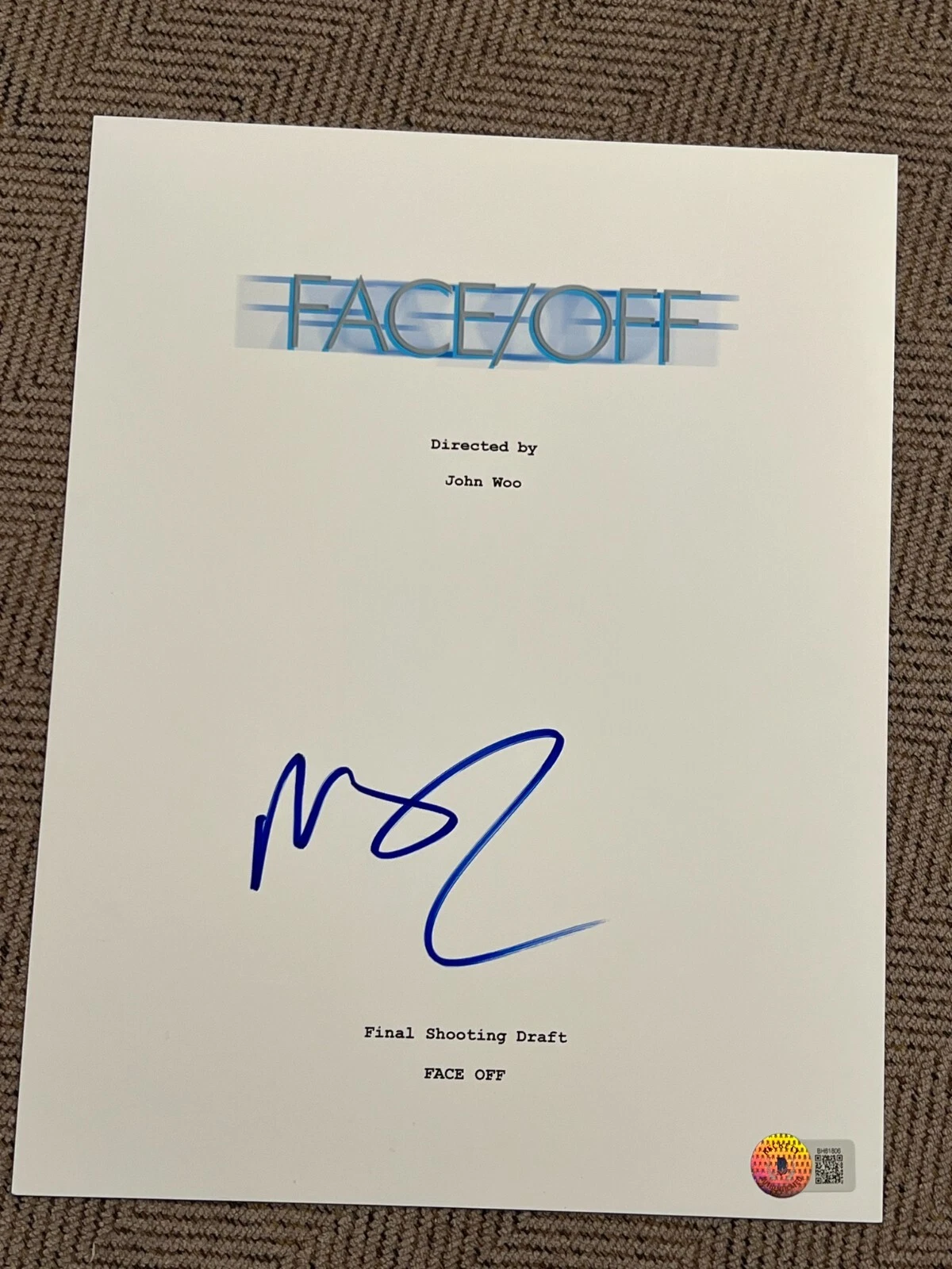 NICOLAS CAGE SIGNED AUTOGRAPH MOVIE SCRIPT FACE OFF BECKETT BAS COA D
