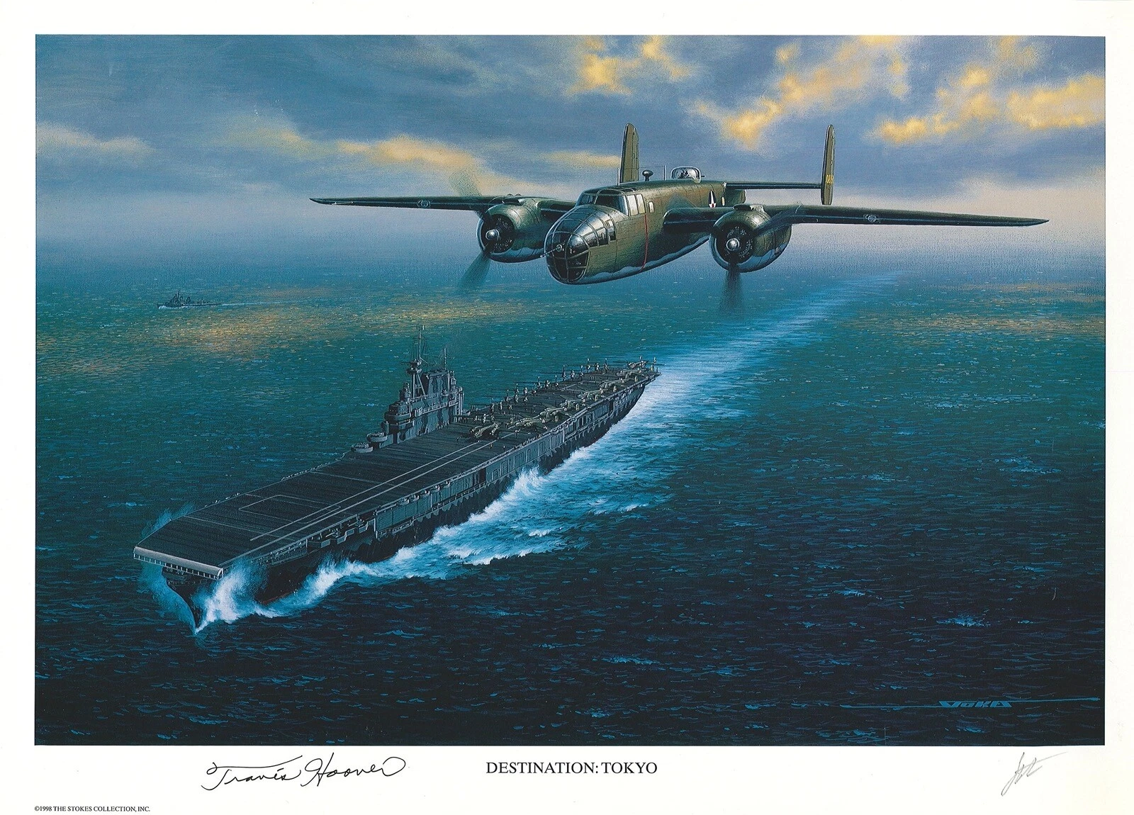 TRAVIS HOOVER HAND SIGNED DESTINATION TOKYO PRINT STAN STOKES WWII (D)
