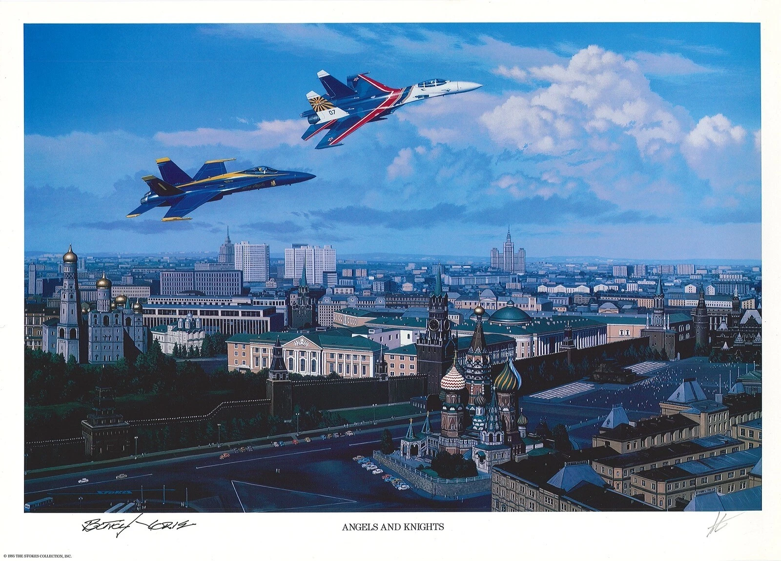 BUTCH VORIS HAND SIGNED ANGELS & KNIGHTS PRINT STAN STOKES BLUE ANGELS

