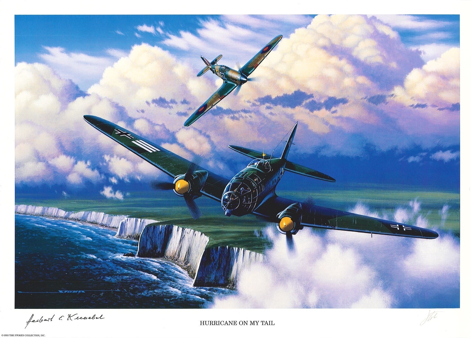 HERBERT KNAEBEL HAND SIGNED HURRICANE ON MY TAIL PRINT STAN STOKES
