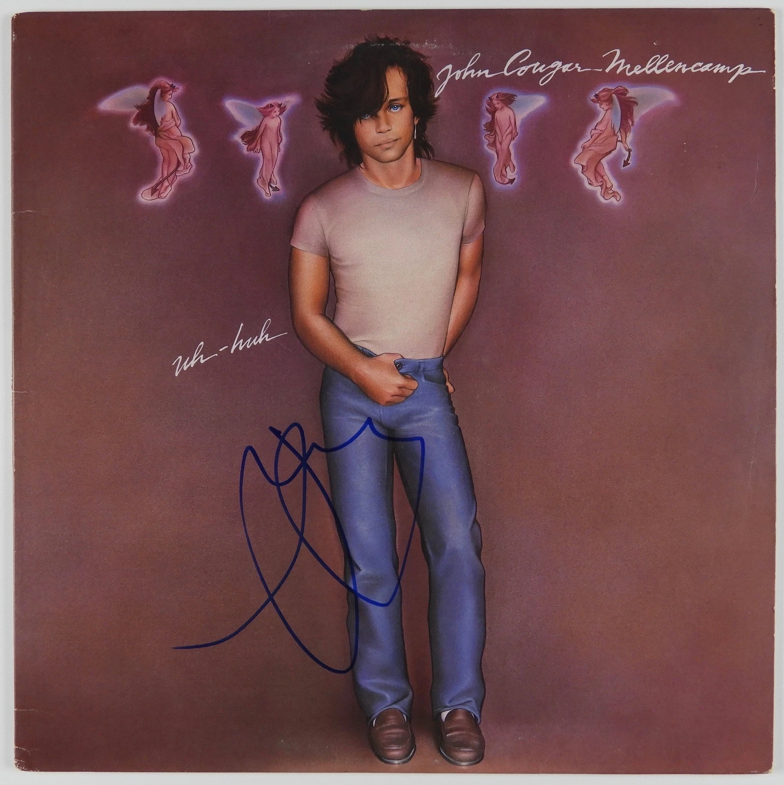 John Cougar Mellencamp Signed Autograph Uh - Huh JSA Album Vinyl Record
