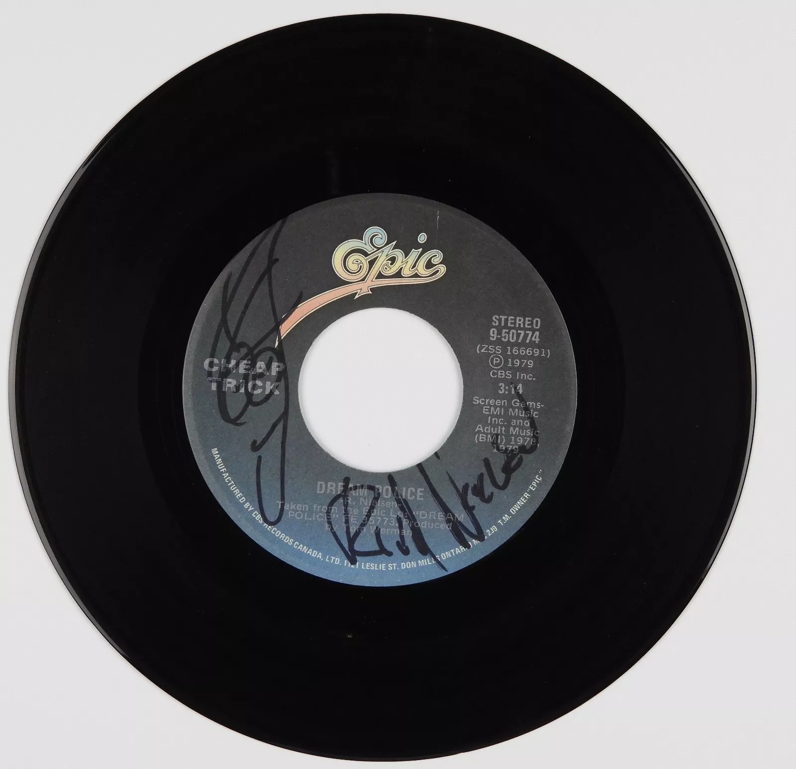 Rick Nielson Cheap Trick Signed Autograph 45 JSA Vinyl Record Dream Police
