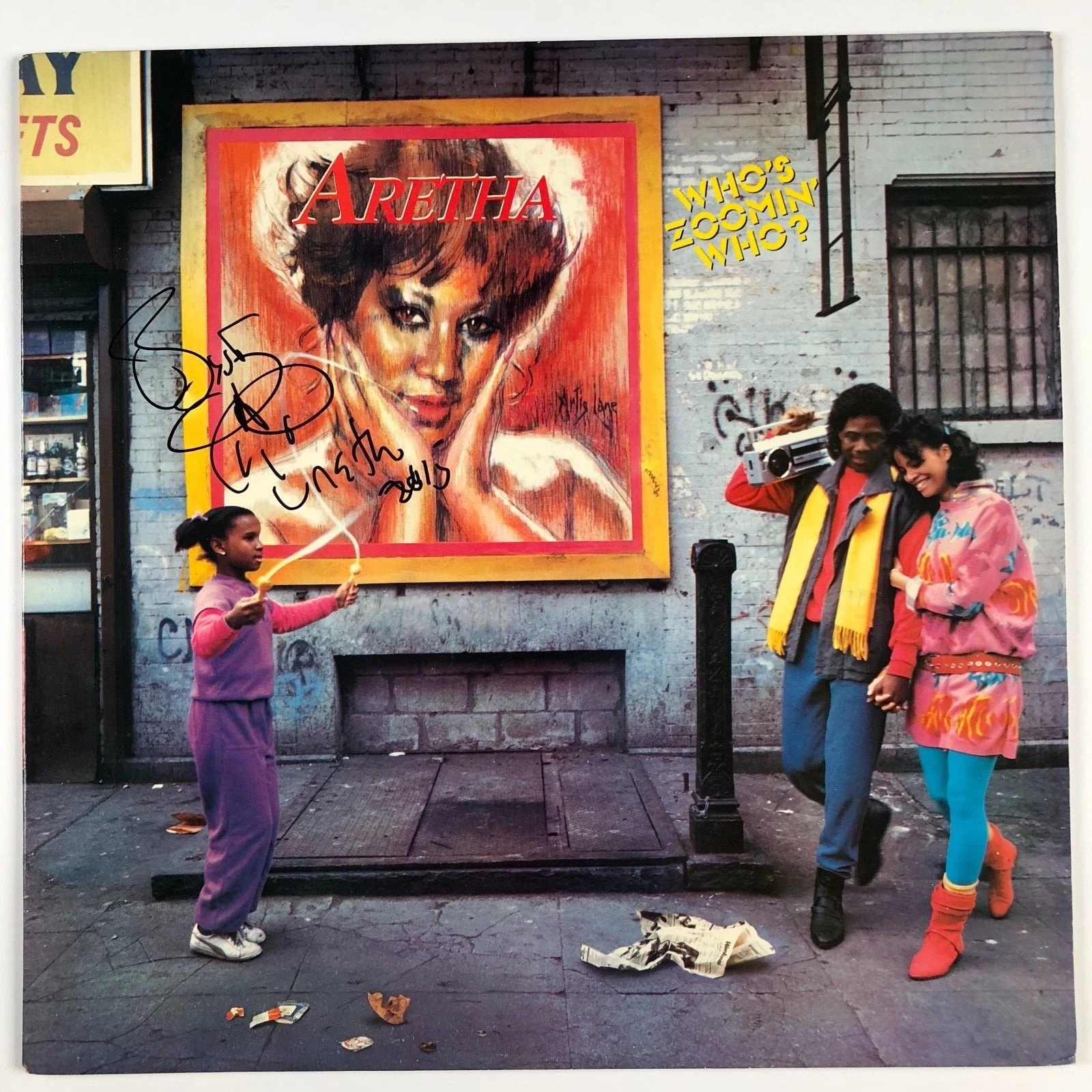 Aretha Franklin Who's Zoomin' Who Autograph Signed Album JSA COA Vinyl Record LP
