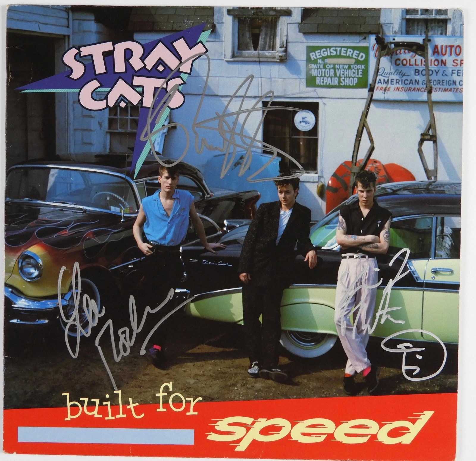Stray Cats JSA Fully Signed Autograph Record Vinyl Brian Setzer Lee Slim Jim
