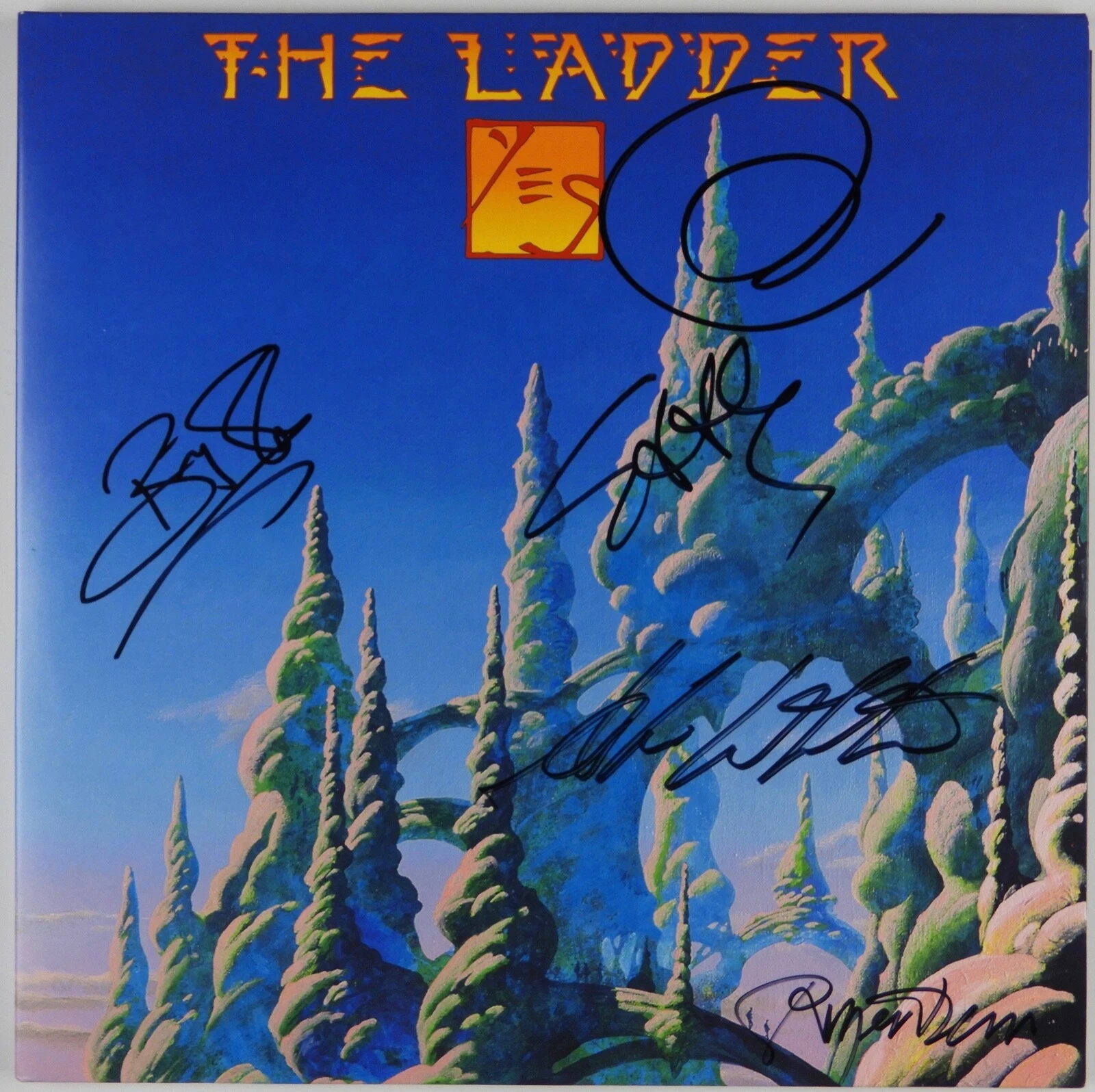 YES JSA SIGNED AUTOGRAPH ALBUM RECORD VINYL JON ANDERSON ROGER DEAN THE LADDER COLLECTIBLE MEMORABILIA