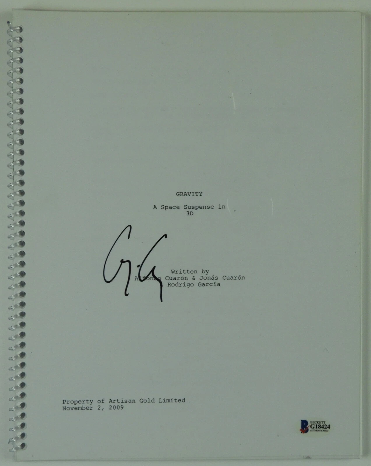 George Clooney Gravity Autograph Signed Beckett Full Script
