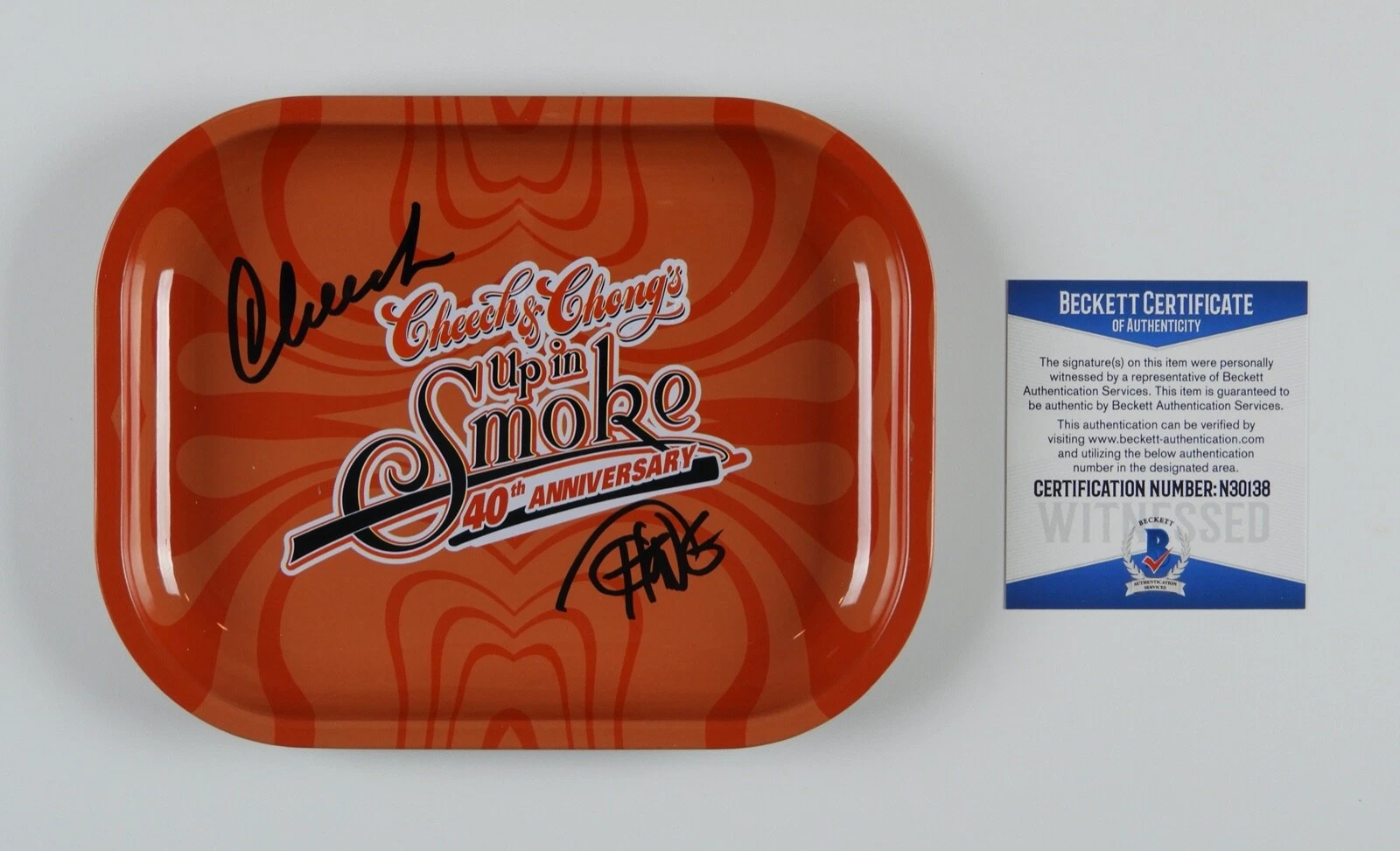 CHEECH AND CHONG SIGNED LARGE ROLLING TRAY AUTOGRAPH BECKETT BAS COA
