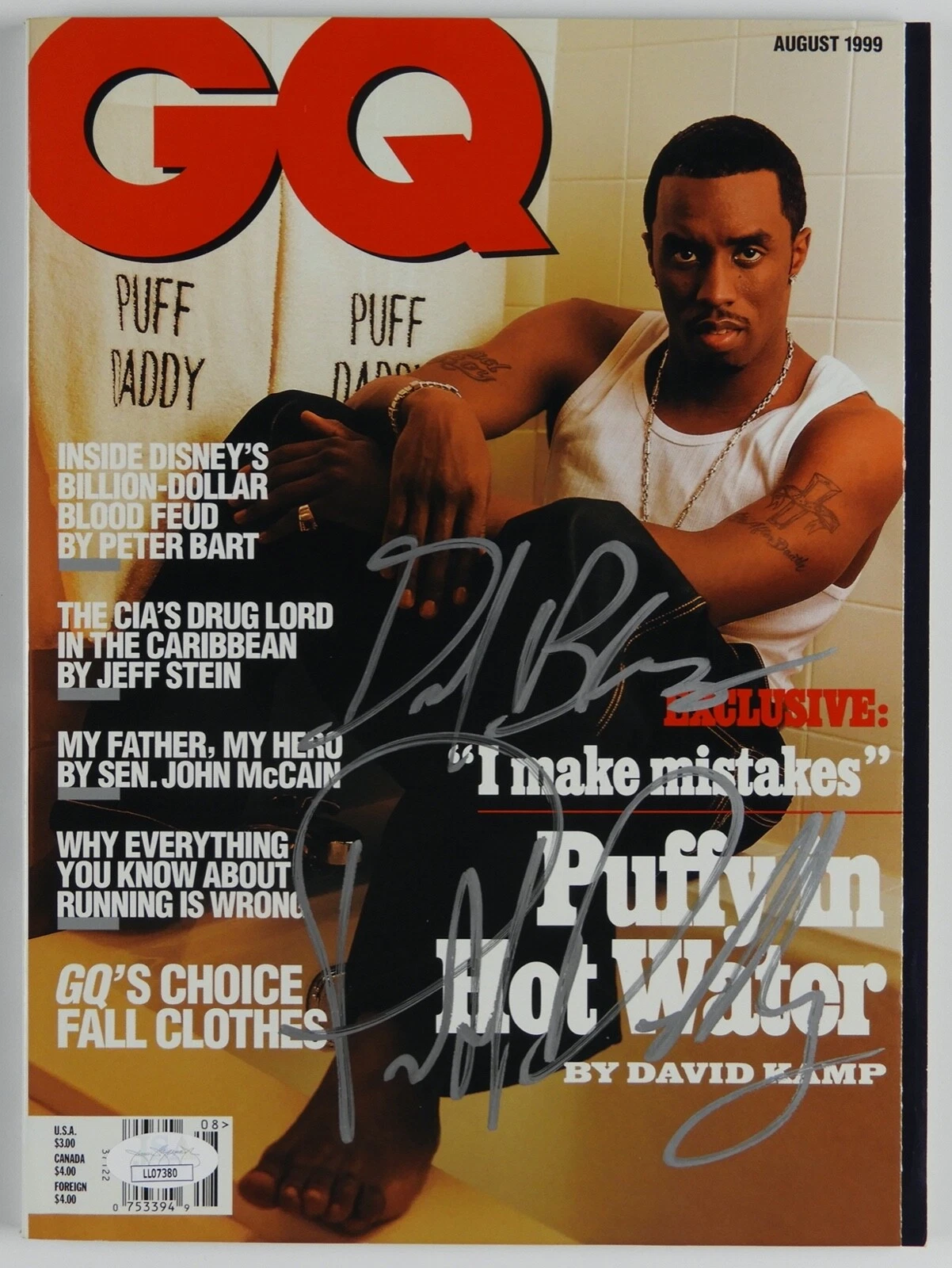Puffy P Diddy Sean Combs JSA Autograph Signed GQ Magazine
