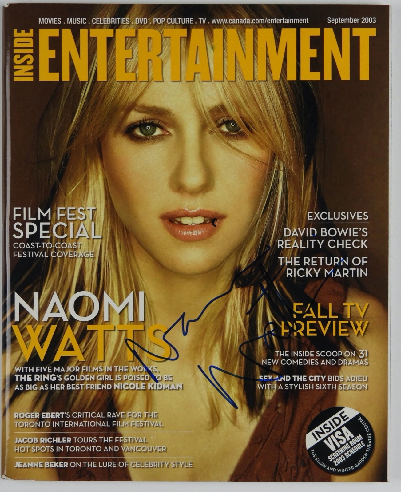 Naomi Watts JSA Autograph Signed Entertainment Magazine
