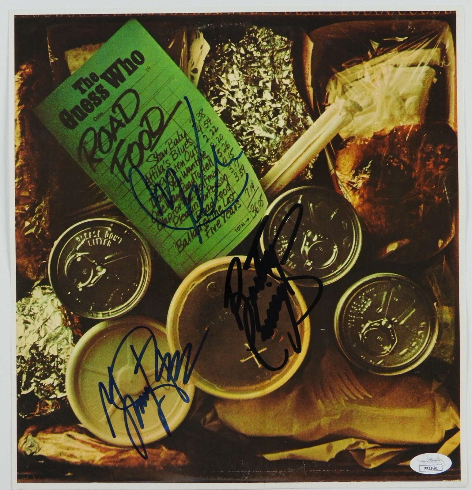 The Guess Who Signed Autograph Record Insert JSA Road Food
