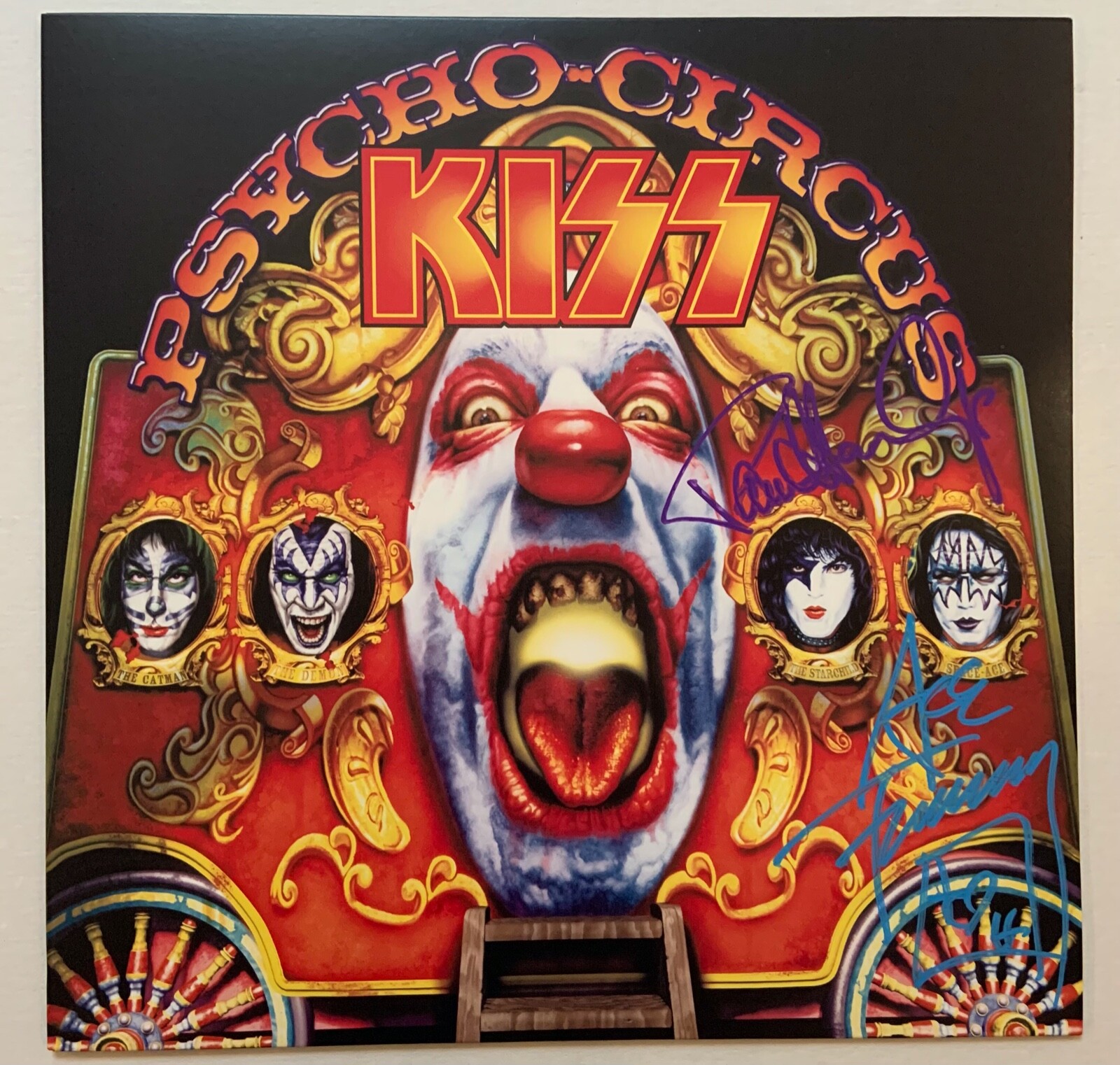 KISS Paul Stanley Ace Frehley REAL Autograph Signed Record Album Psycho Circus
