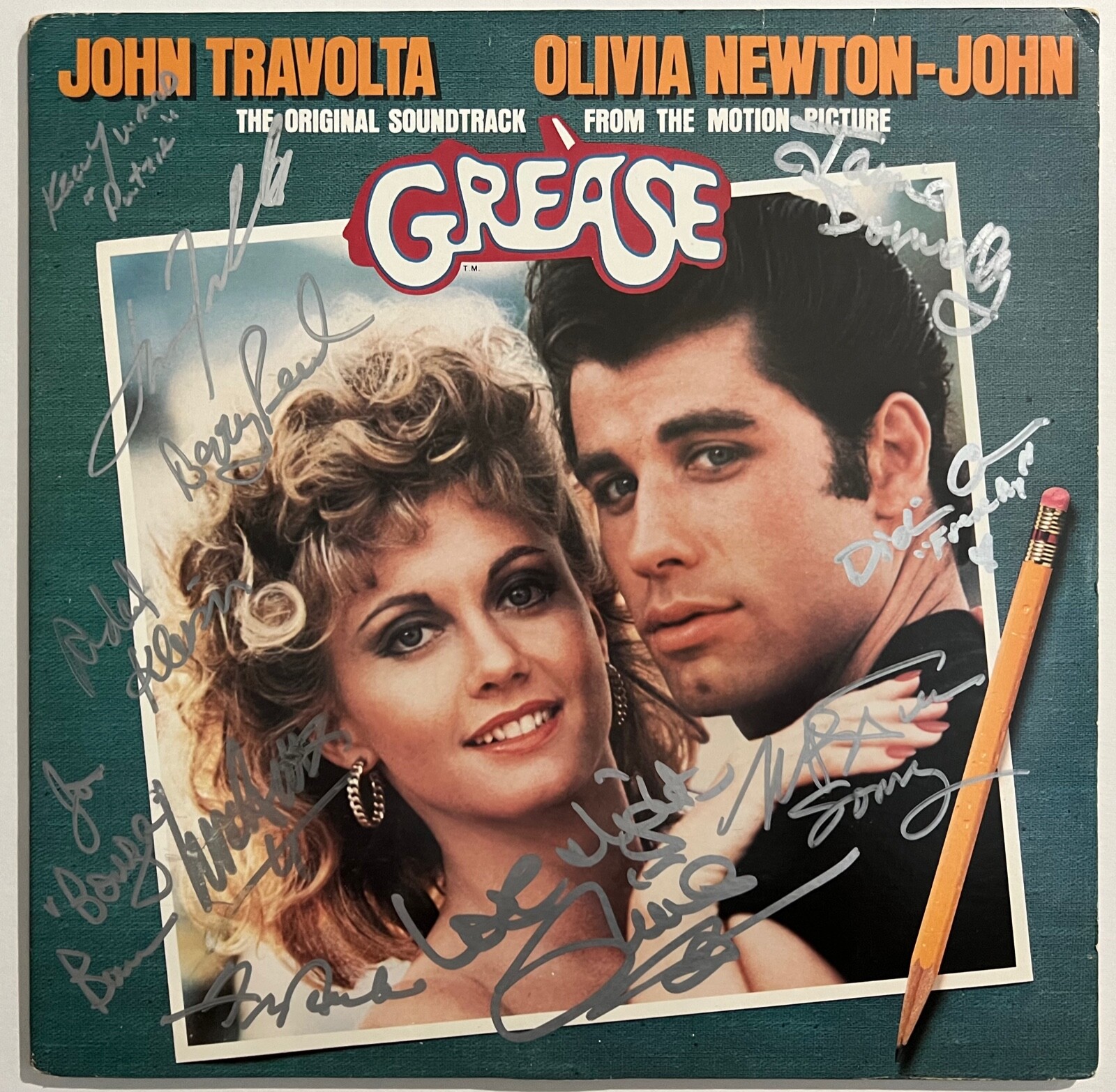 Olivia Newton-John John Travolta Autographed Grease Album 11 CAST JSA COA

