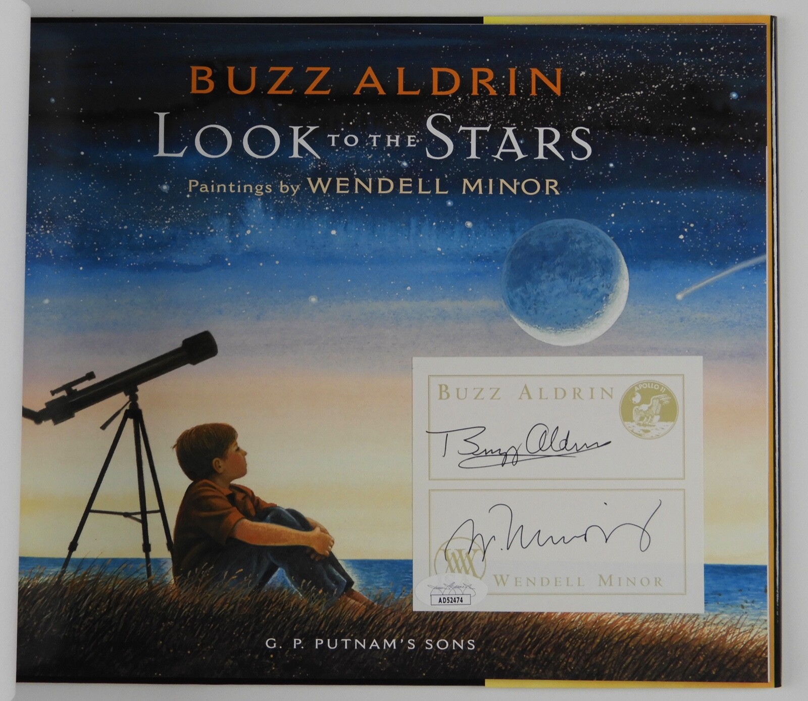 Buzz Aldrin Autograph Signed Book JSA Wendell Minor Look To The Stars
