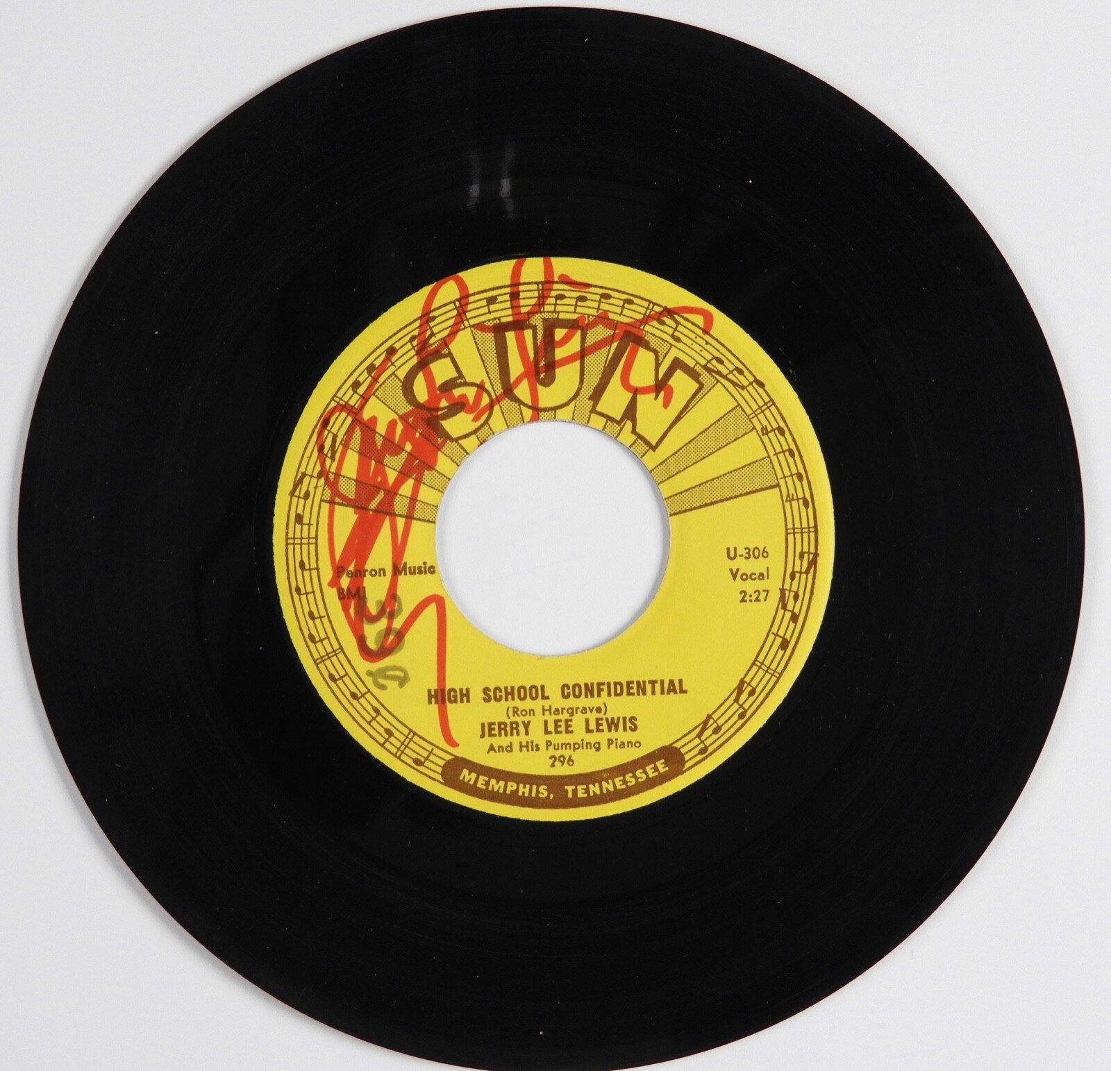 Jerry Lee Lewis Signed Autograph 45 JSA Vinyl Record Original Sun Record
