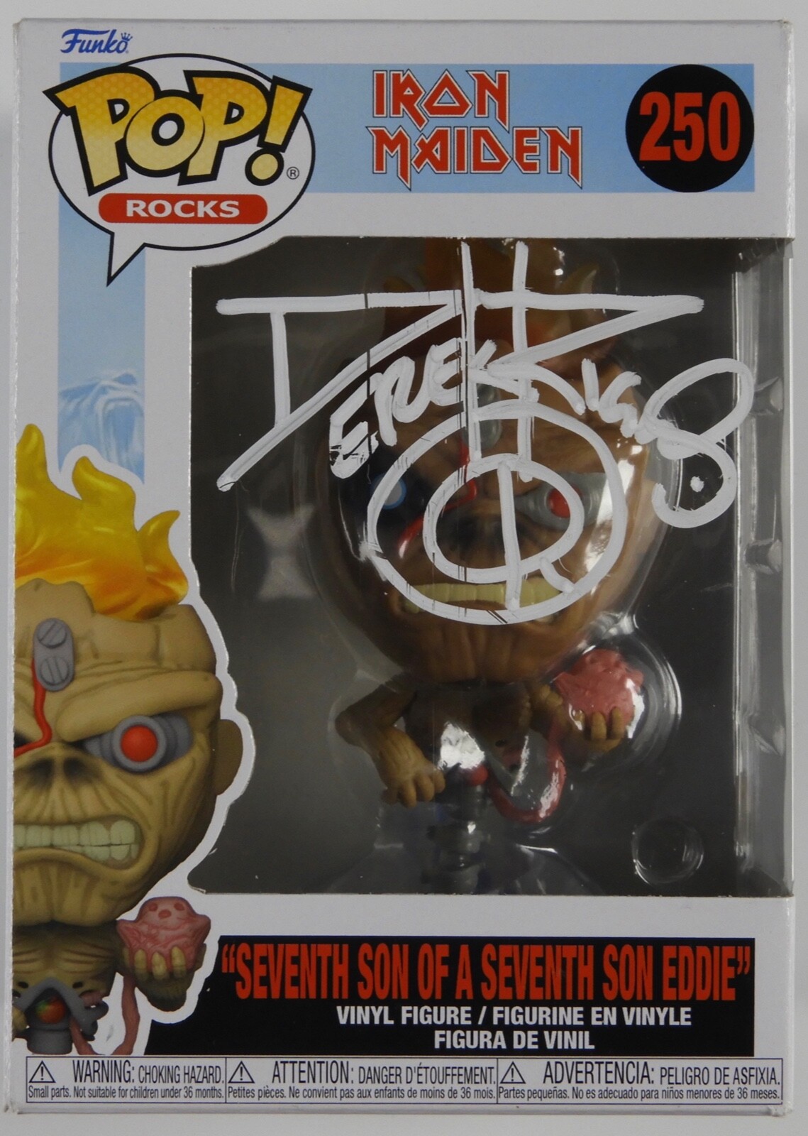 Derek Riggs JSA Autograph Signed Eddie Iron Maiden FUNKO POP #250

