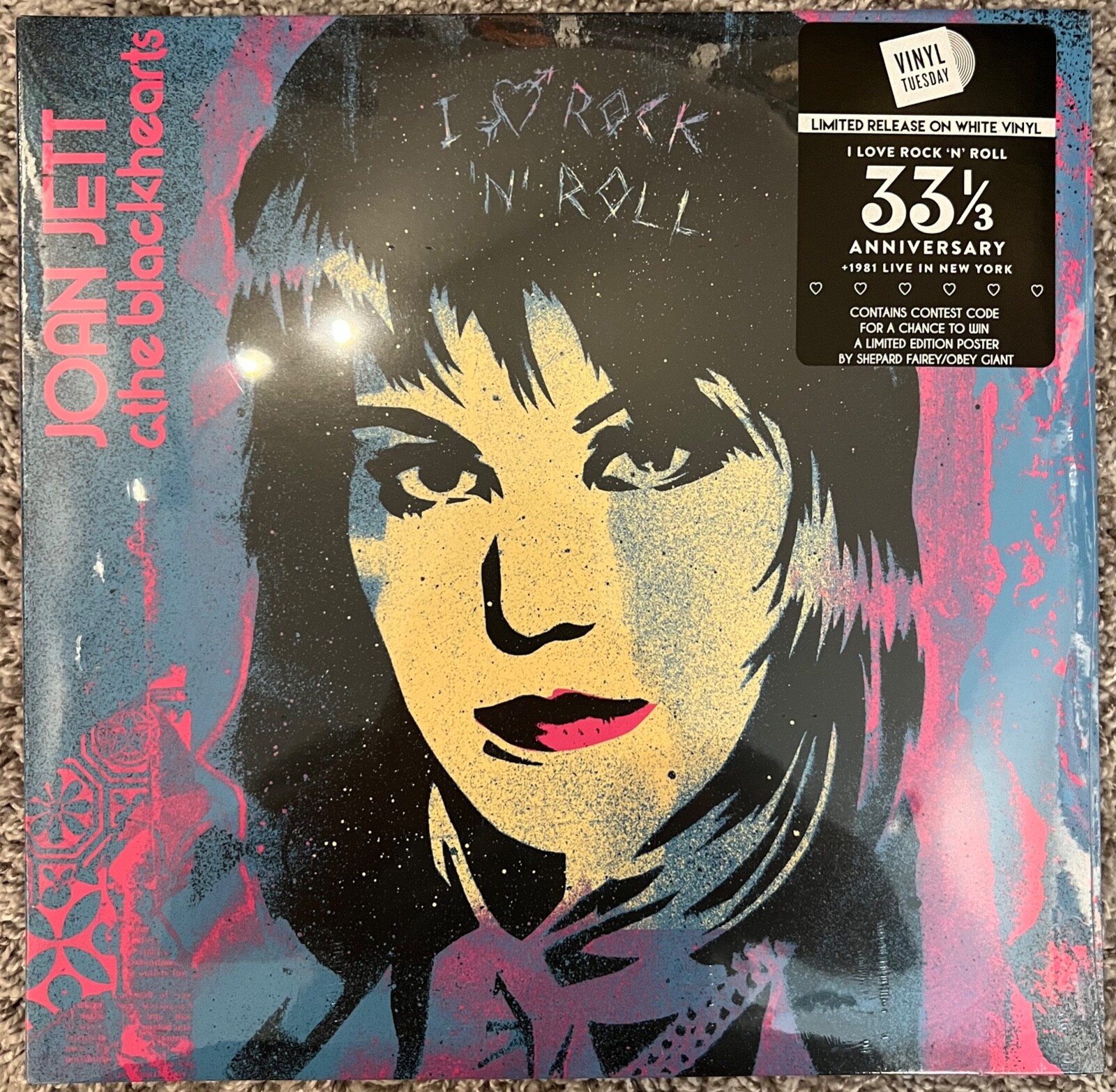 JOAN JETT - I LOVE ROCK N ROLL LP 33 1/3 ANNIV. 2LP - WHITE - LTD HAND NUMBERED
