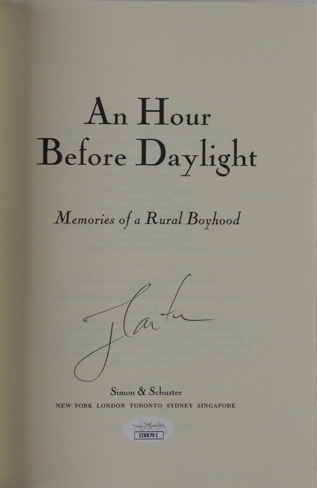 Jimmy Carter JSA Signed Autograph Book A Hour Before Daylight
