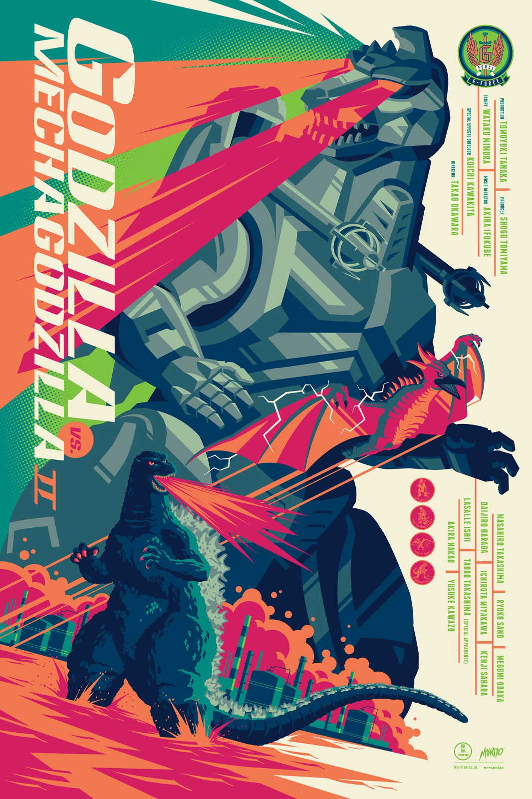 Godzilla vs. Mechagodzilla II Variant MONDO Poster by Tom Whalen Lithograph
