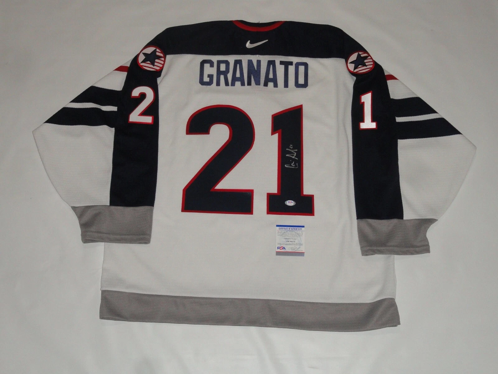 CAMMI GRANATO SIGNED TEAM USA 1998 OLYMPIC HOCKEY WHITE JERSEY PROOF PSA COA
