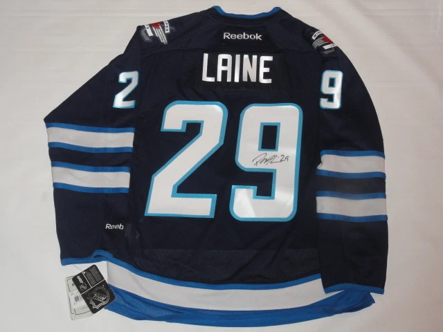 PATRIK LAINE SIGNED WINNIPEG JETS #29 HOME JERSEY RARE LICENSED PROOF JSA COA
