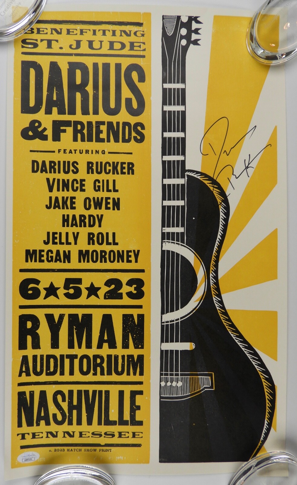 Darius Rucker Signed Autograph JSA Hatch Show Print Poster Ryman 2023
