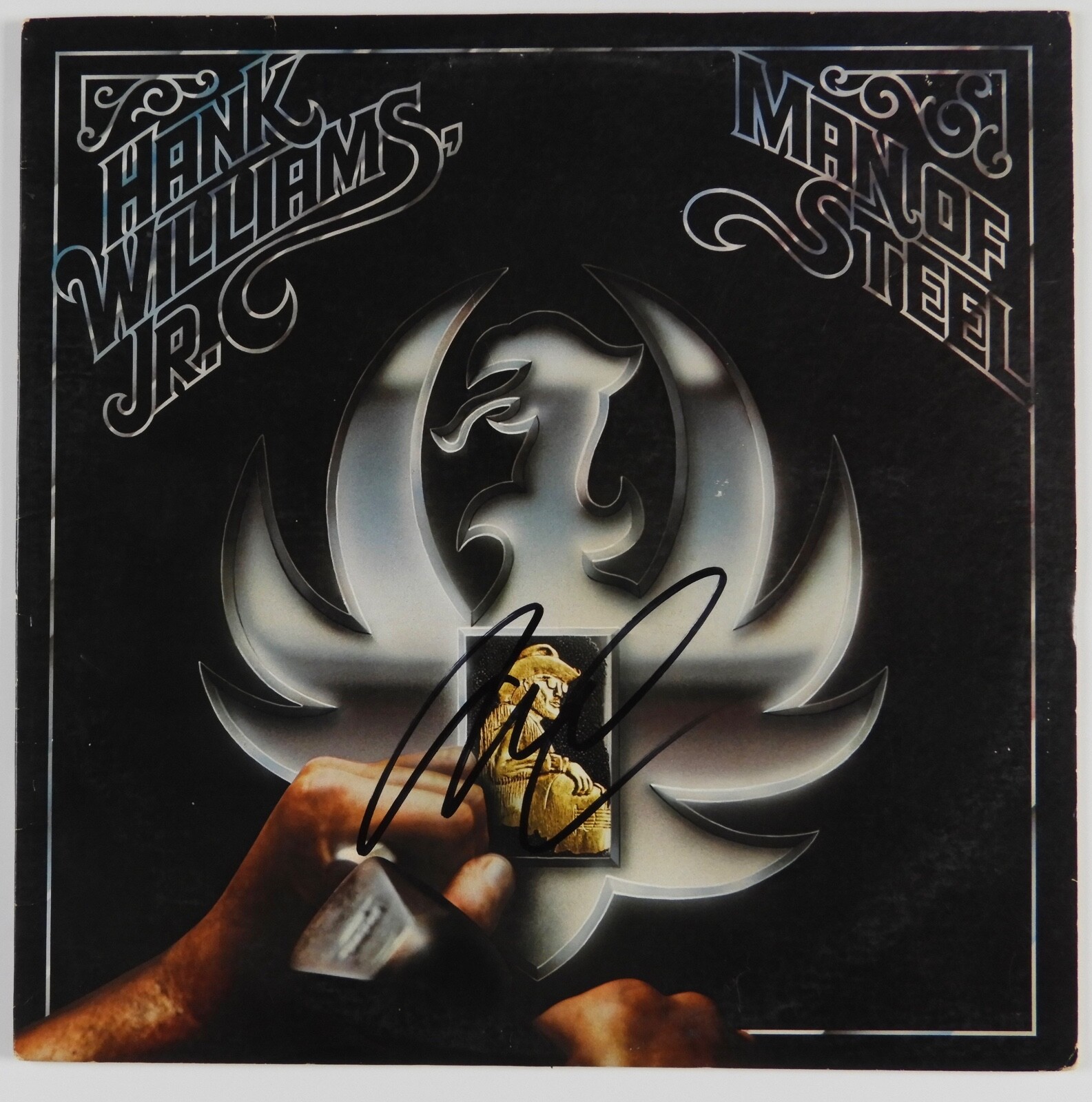 New ListingHank Williams Jr JSA Signed Autograph Album Record Vinyl Man Of Steel
