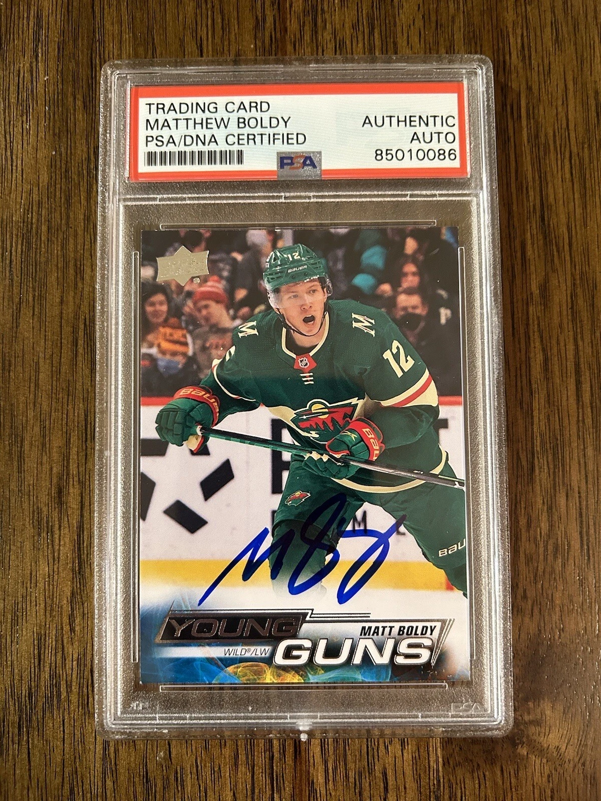 Matt Boldy Signed Autograph YOUNG GUNS Upper Deck MN Wild Card Slabbed PSA/DNA
