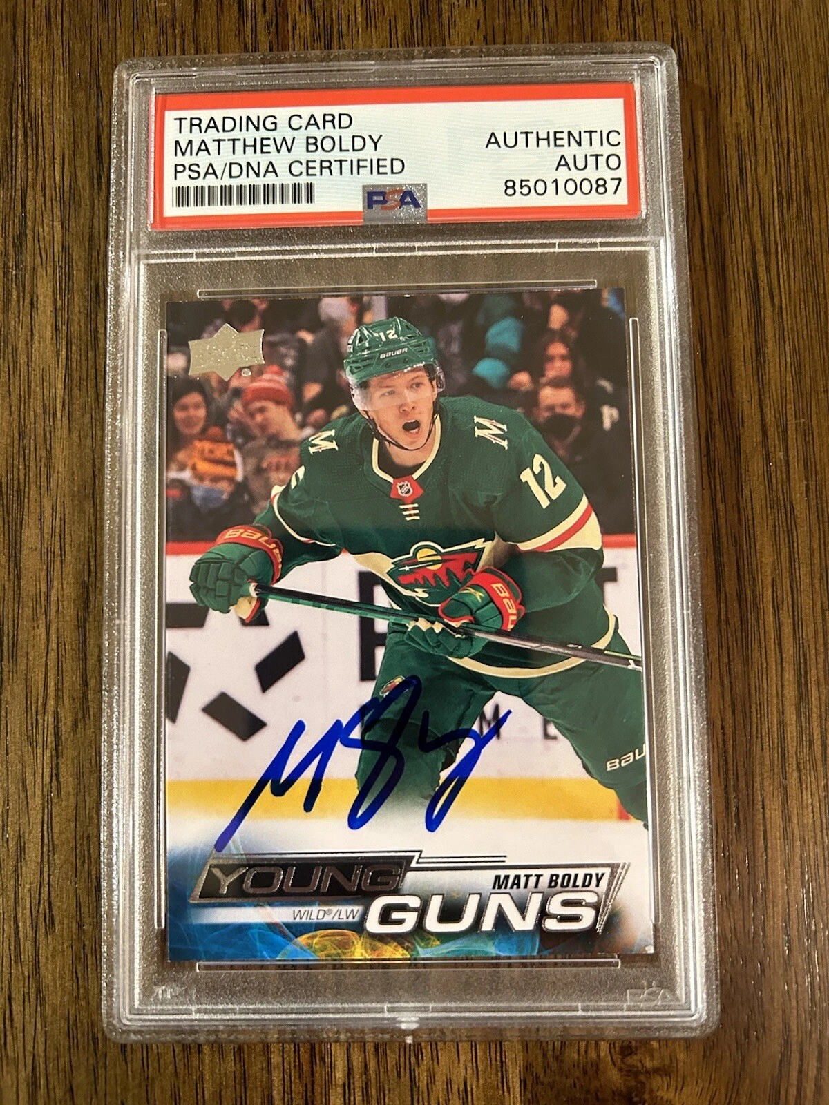 Matt Boldy Signed Autograph YOUNG GUNS Upper Deck MN Wild Card Slabbed PSA/DNA
