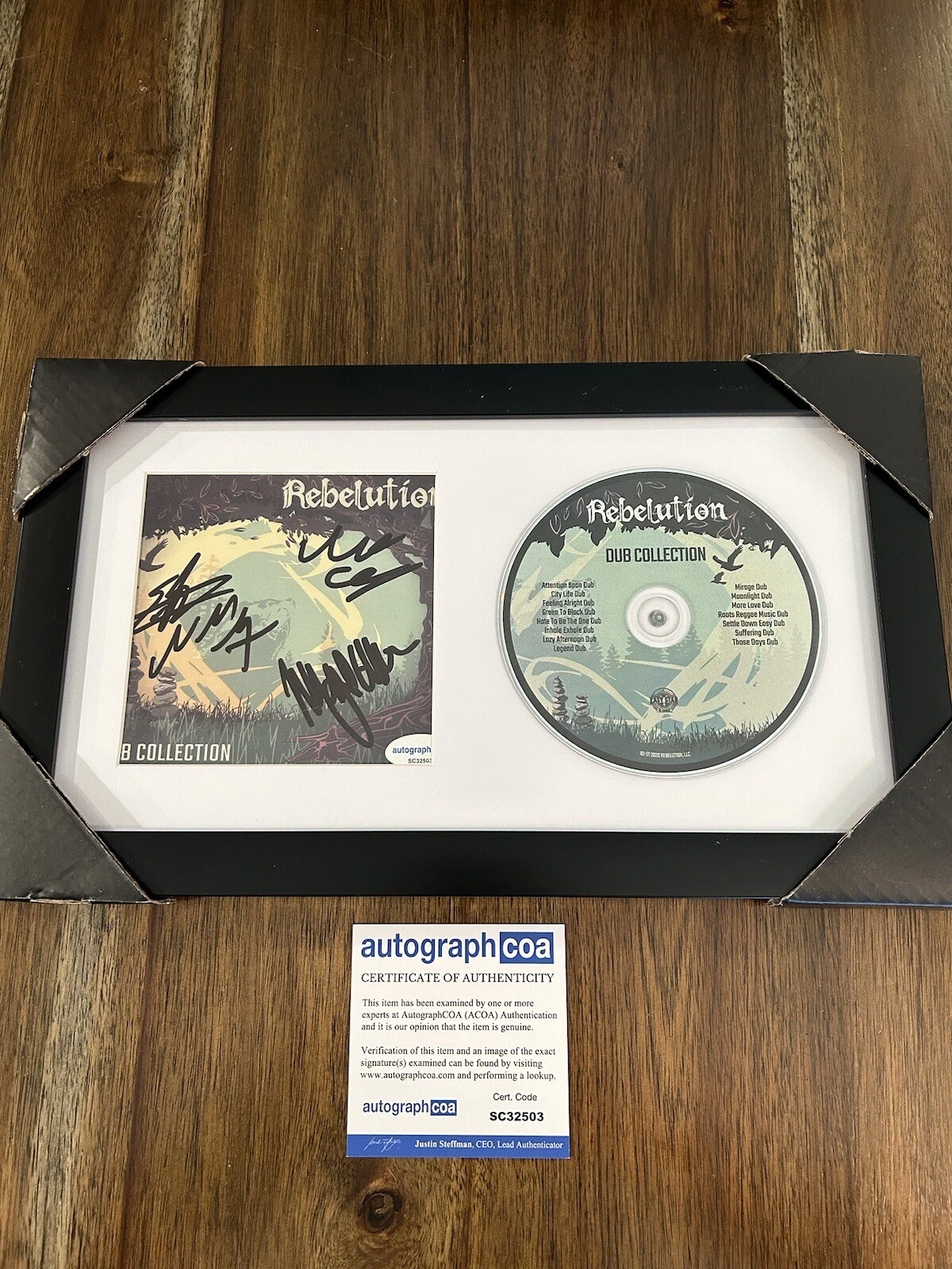 ‘Rebelution’ Reggae Full Band Signed Autograph Framed CD ACOA Eric Rachmany

