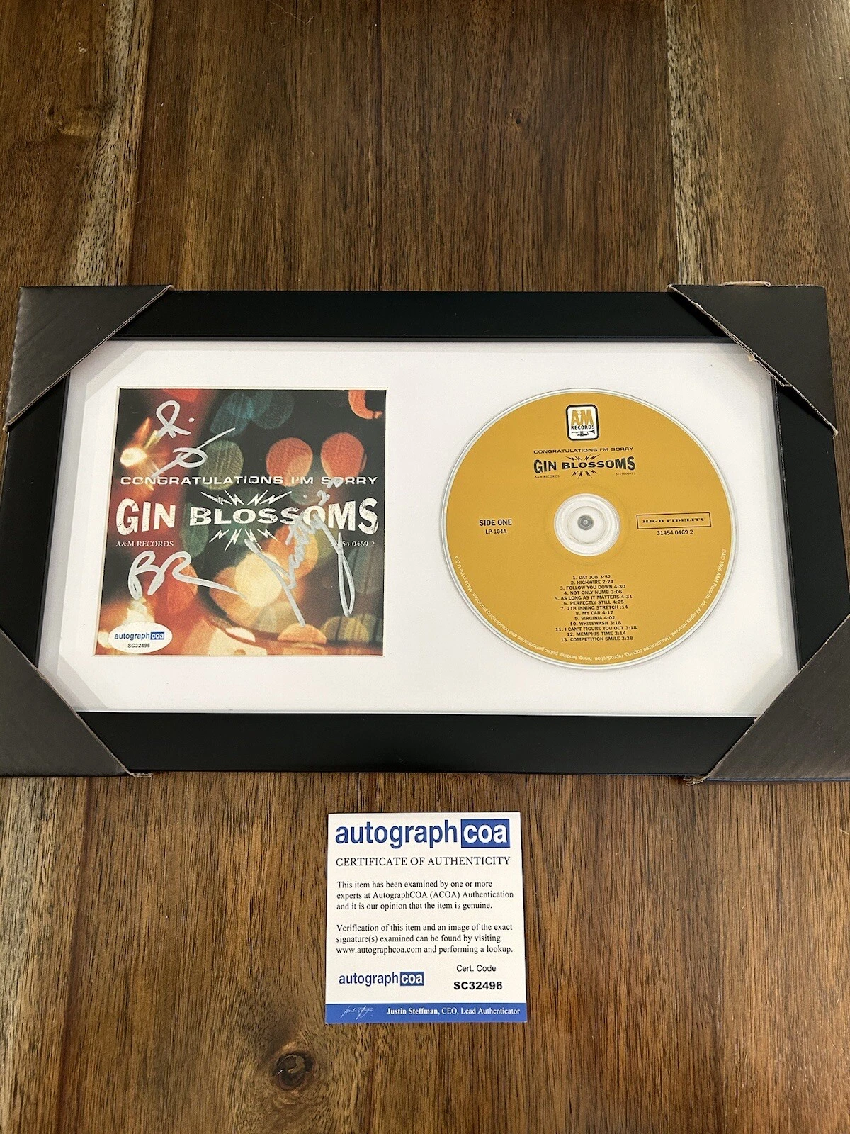 ‘Gin Blossoms’ Rock Band Signed Autograph Framed CD Robin Wilson ACOA
