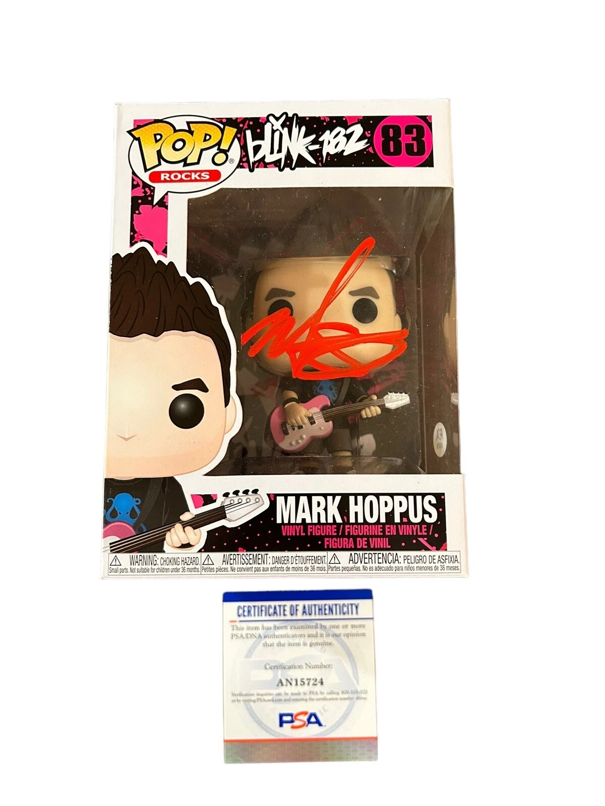 Mark Hoppus ‘Blink 182’ Band Signed Autograph Funko Pop PSA/DNA Guitarist
