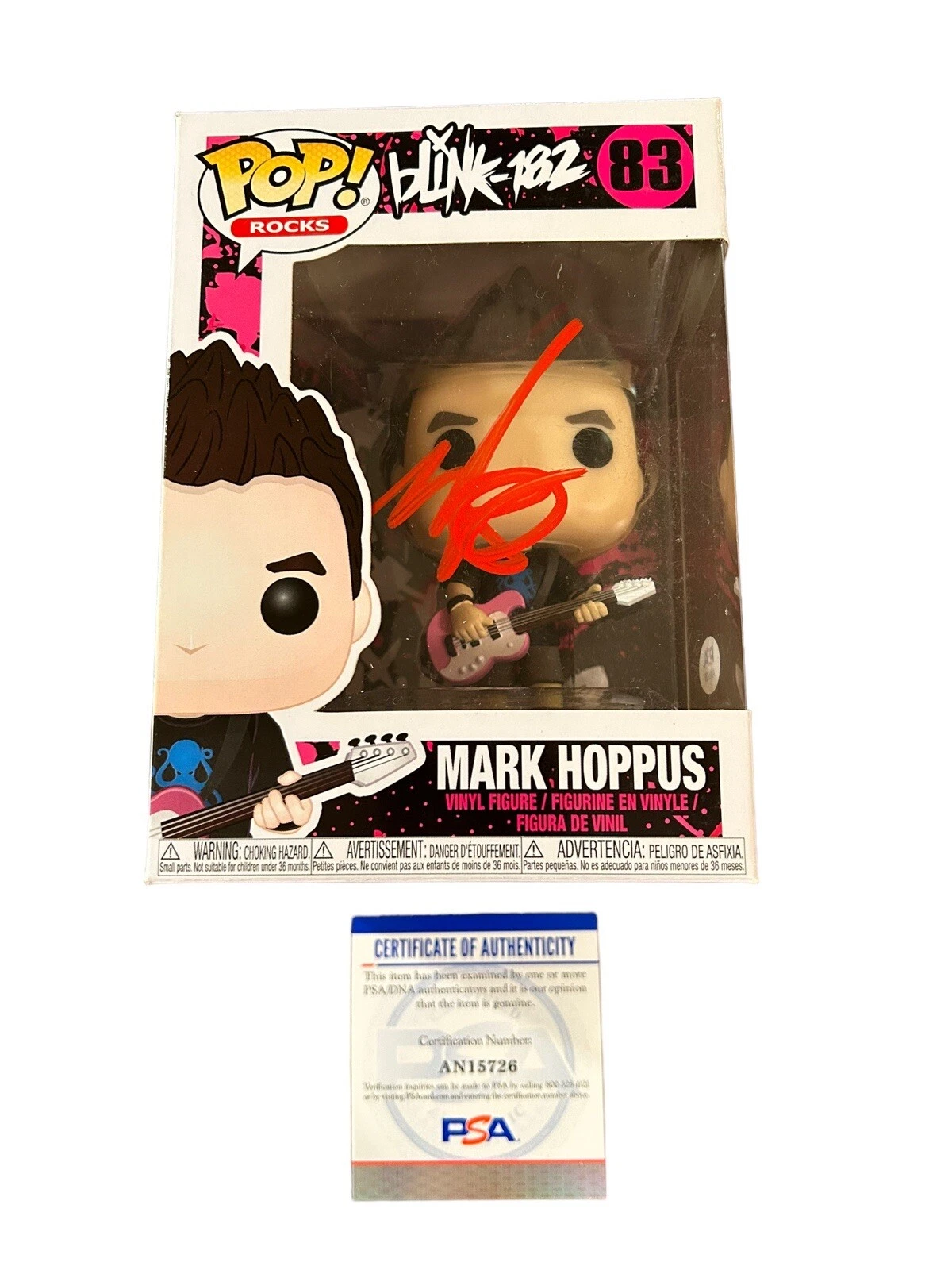 Mark Hoppus ‘Blink 182’ Band Signed Autograph Funko Pop PSA/DNA Guitarist
