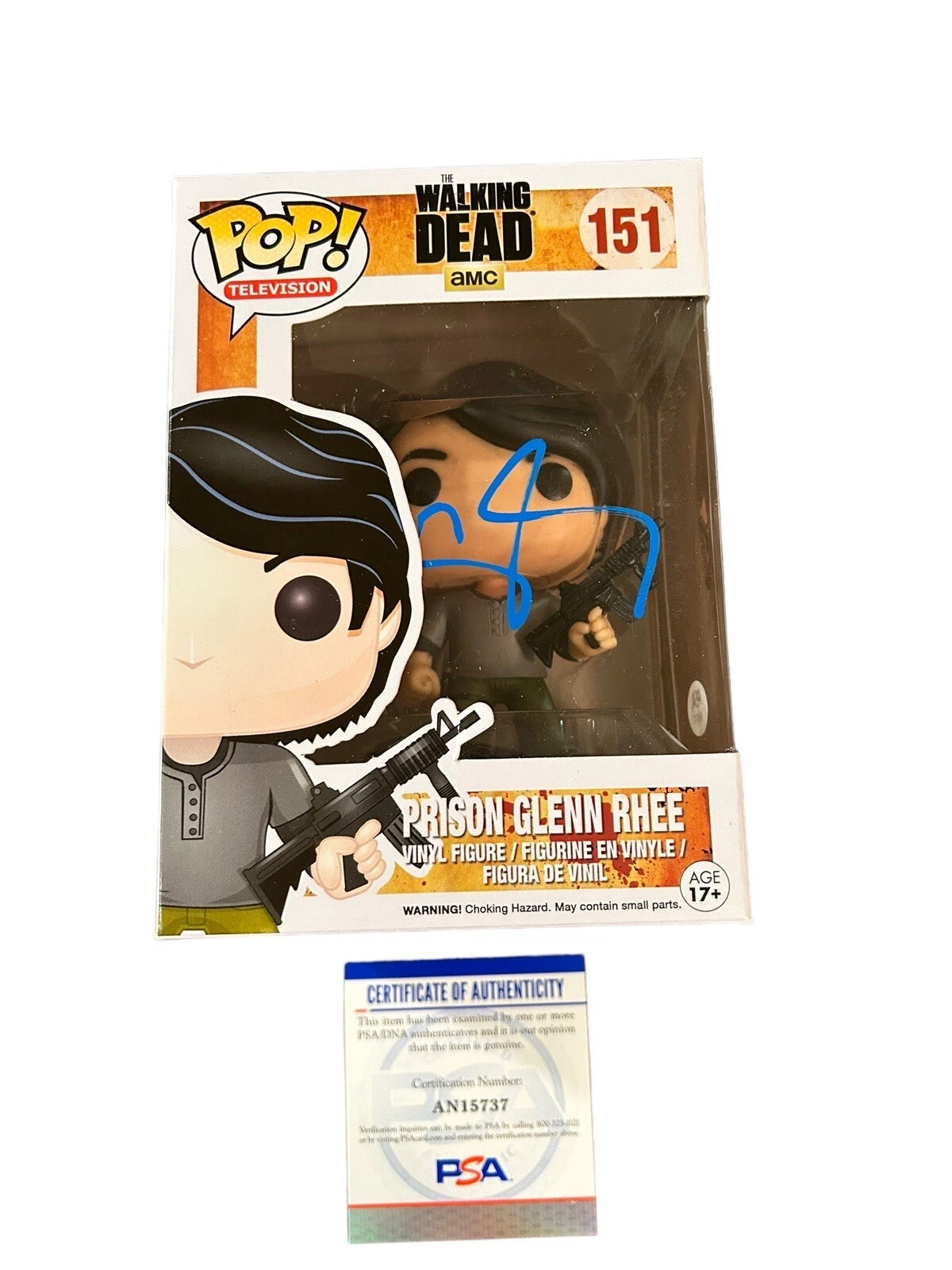 Steven Yeun ‘The Walking Dead’ Signed Autograph ‘Glen Rhee’ Funko Pop PSA
