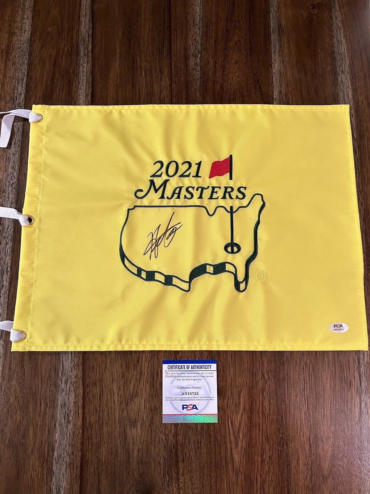 HIDEKI MATSUYAMA SIGNED 2021 MASTERS PIN FLAG Winner AUTOGRAPHED PSA COA
