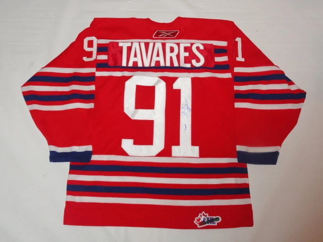 JOHN TAVARES SIGNED #19 OSHAWA GENERALS ALTERNATE ROOKIE JERSEY LICENSED JSA COA
