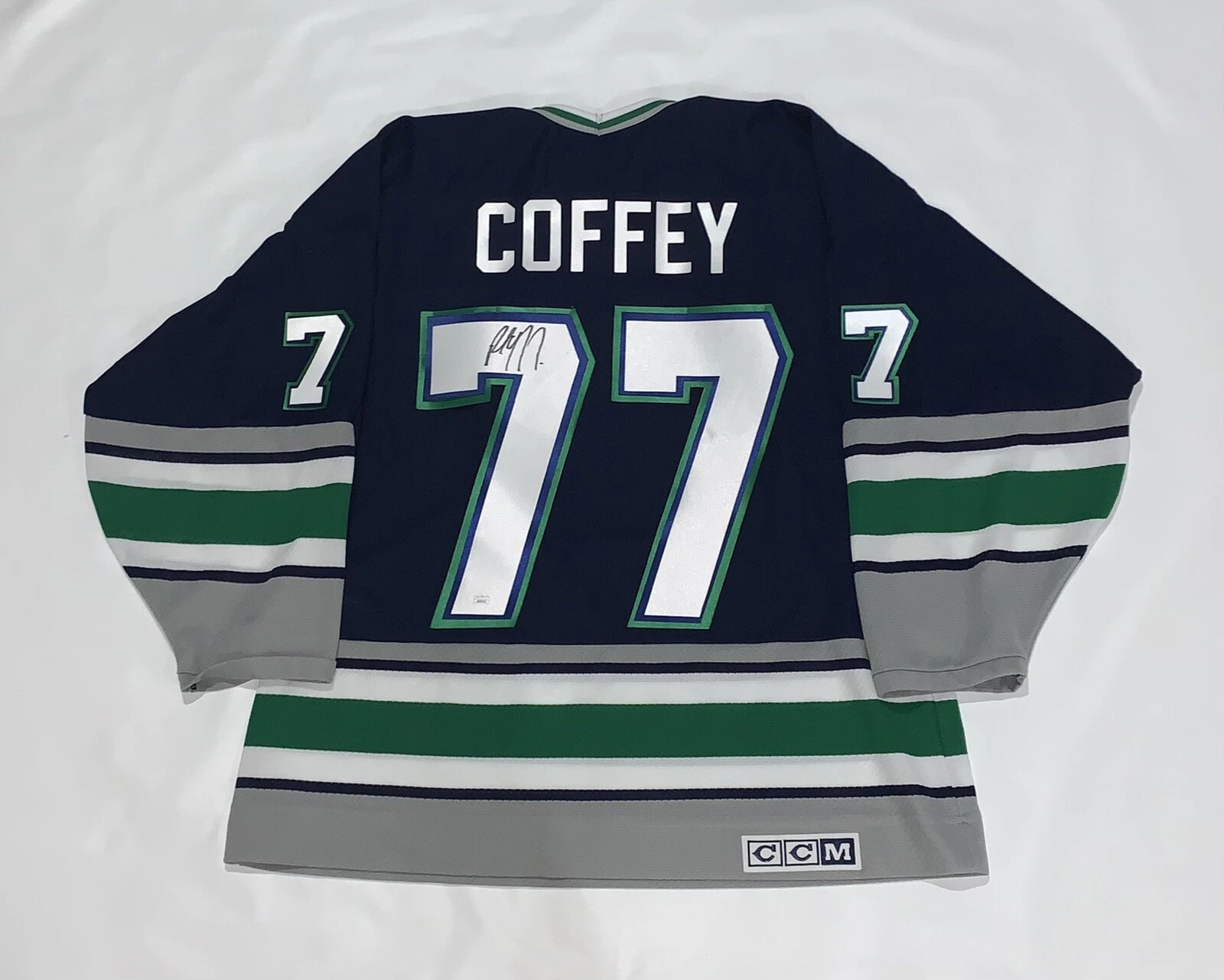 PAUL COFFEY SIGNED CCM HARTFORD WHALERS #77 JERSEY LICENSED VERY RARE JSA COA
