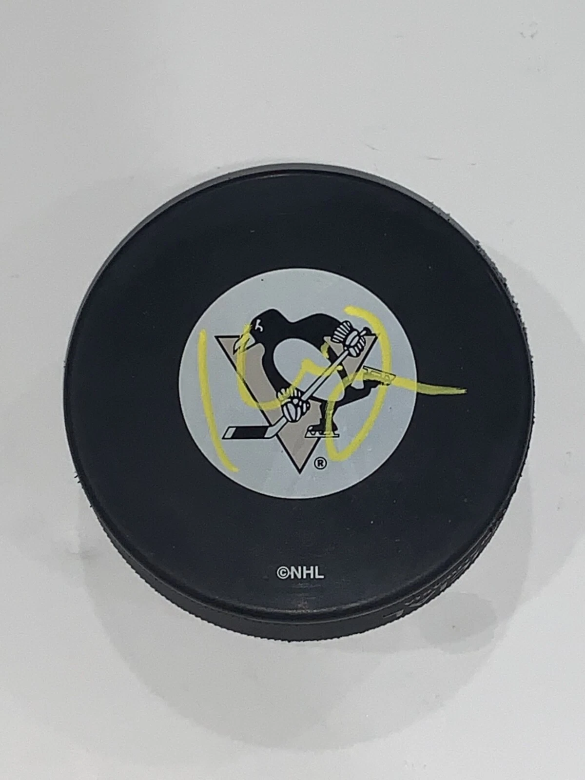 KYLE DUBAS SIGNED PITTSBURGH PENGUINS HOCKEY PUCK AUTOGRAPHED GM PROOF
