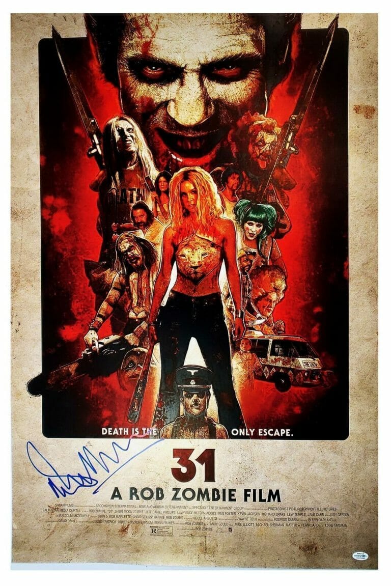 31 MALCOLM MCDOWELL SIGNED 24×36 POSTER ACOA WITNESS ITP
 COLLECTIBLE MEMORABILIA