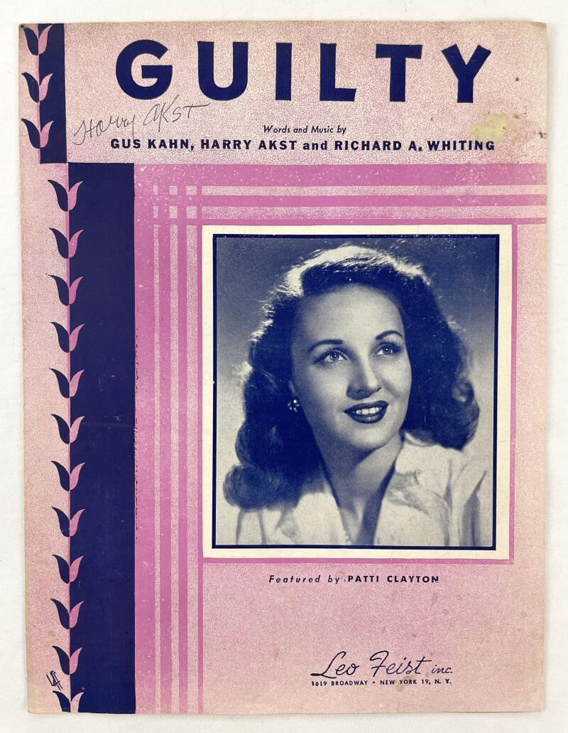 Harry Akst Signed Autograph Guilty Sheet Music Booklet - Legendary Songwriter
