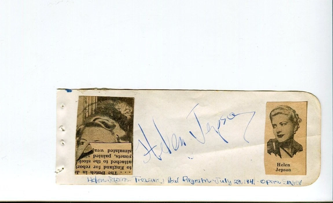 Helen Jepson Metropolitan Opera Soprano Singer Signed Autograph
