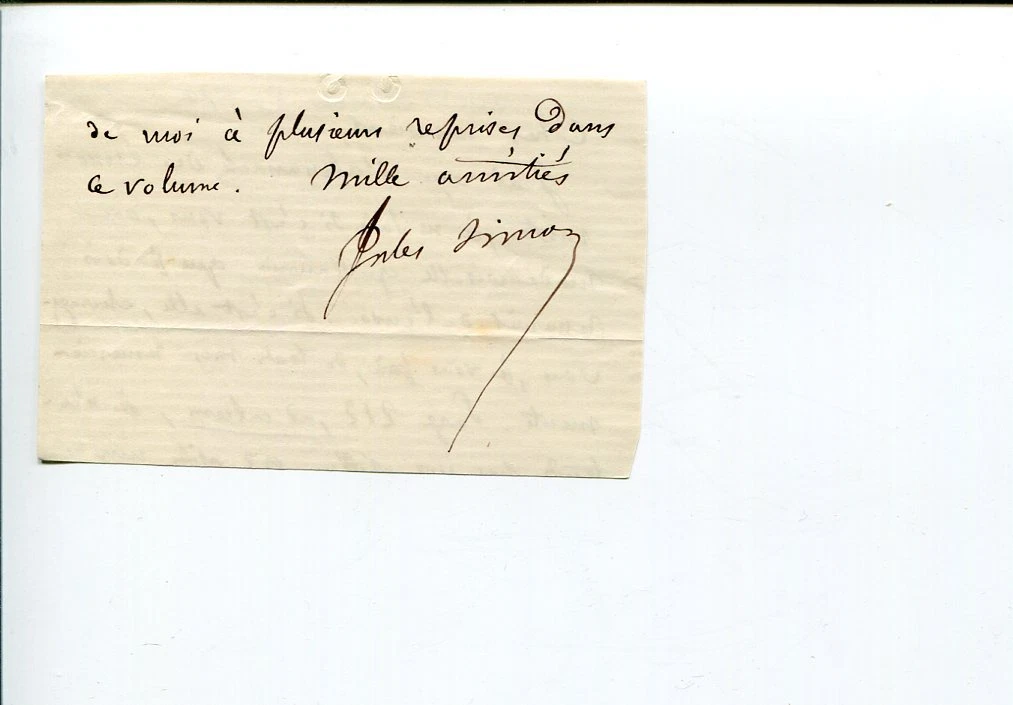 Jules Simon Prime Minister of France Philosopher Author Signed Autograph
