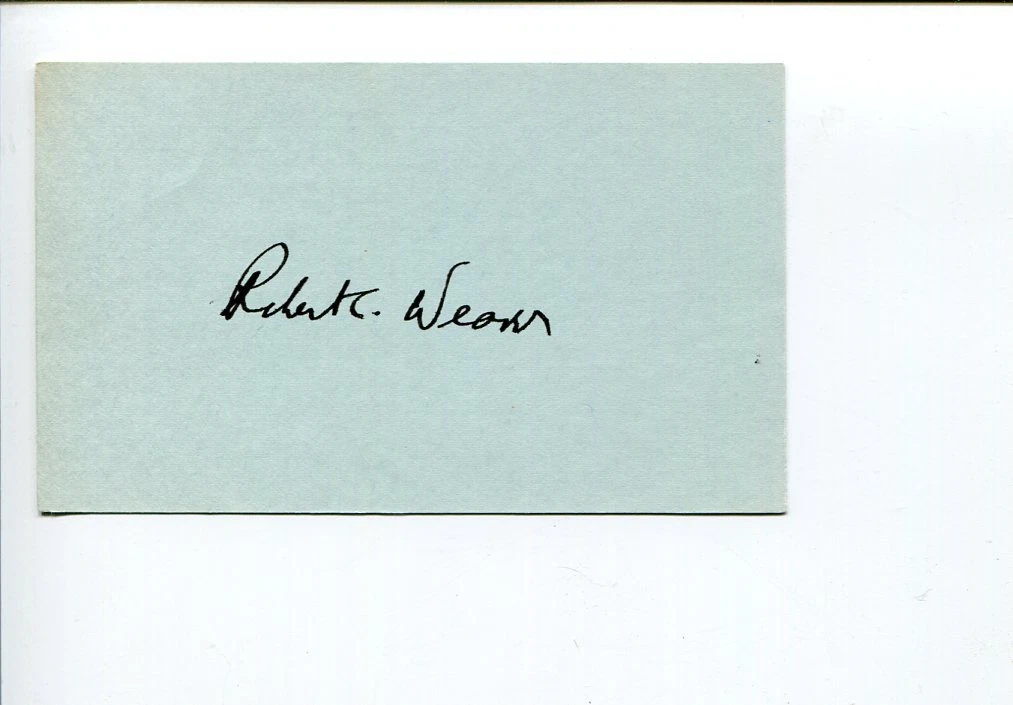 Robert Weaver Secretary Of Housing Development HUD Rare Signed Autograph
